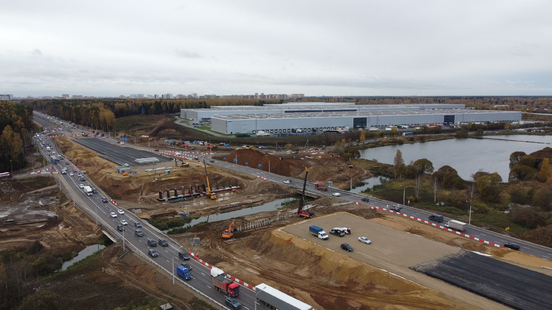 мытищи, мытищинская хорда, дорога, видео с коптера,