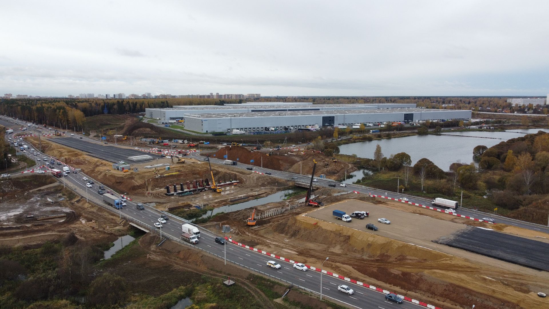 мытищи, мытищинская хорда, дорога, видео с коптера,