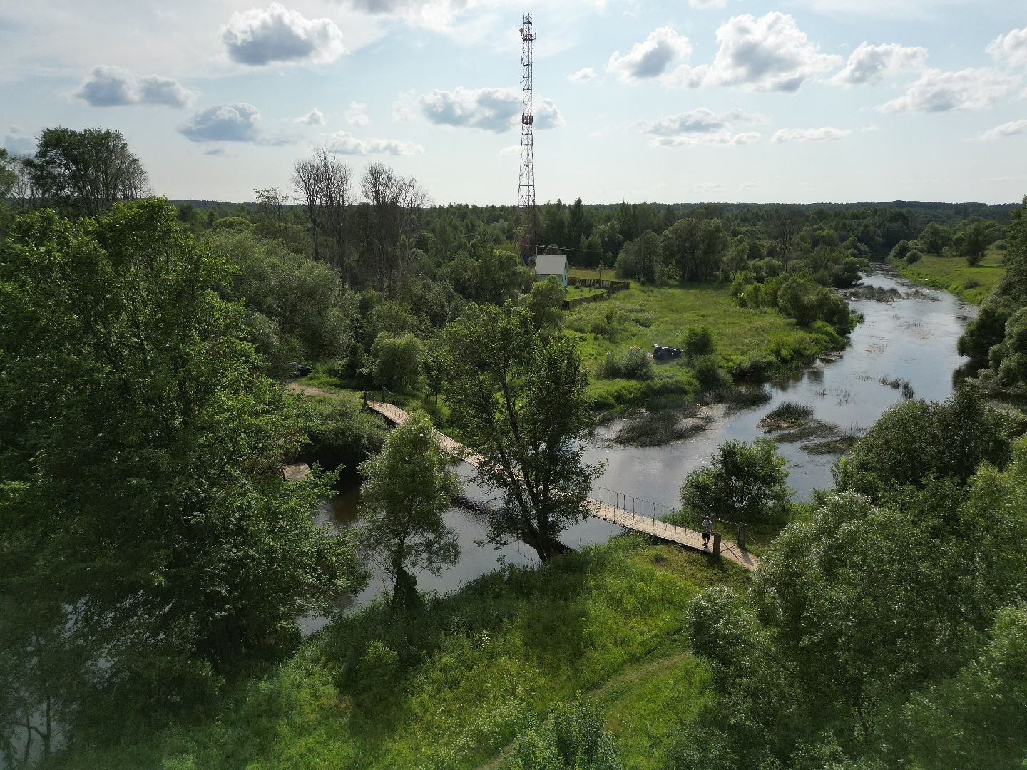 видео с коптера, талдом, мост, церковь,