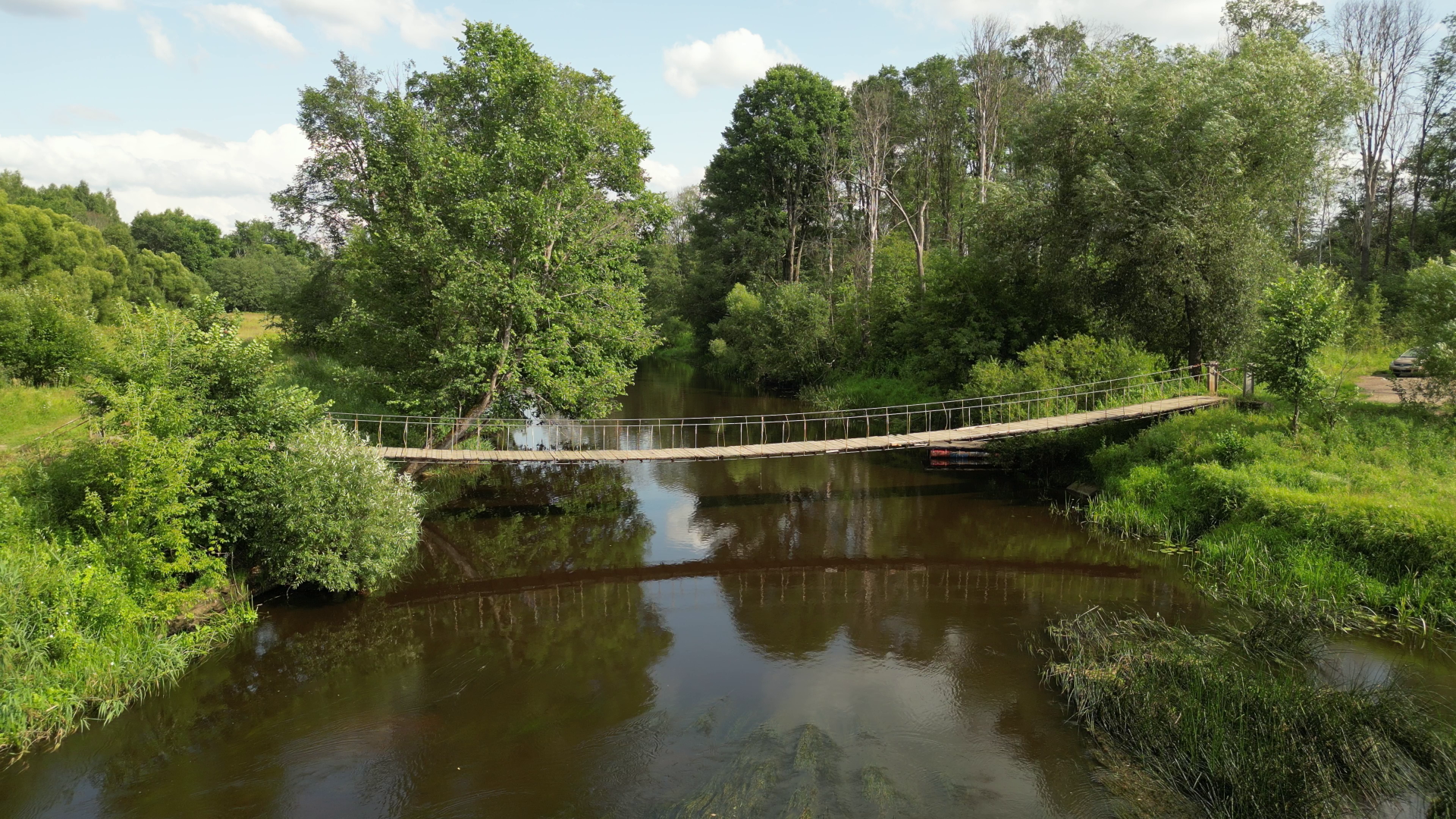 видео с коптера, талдом, мост, церковь,
