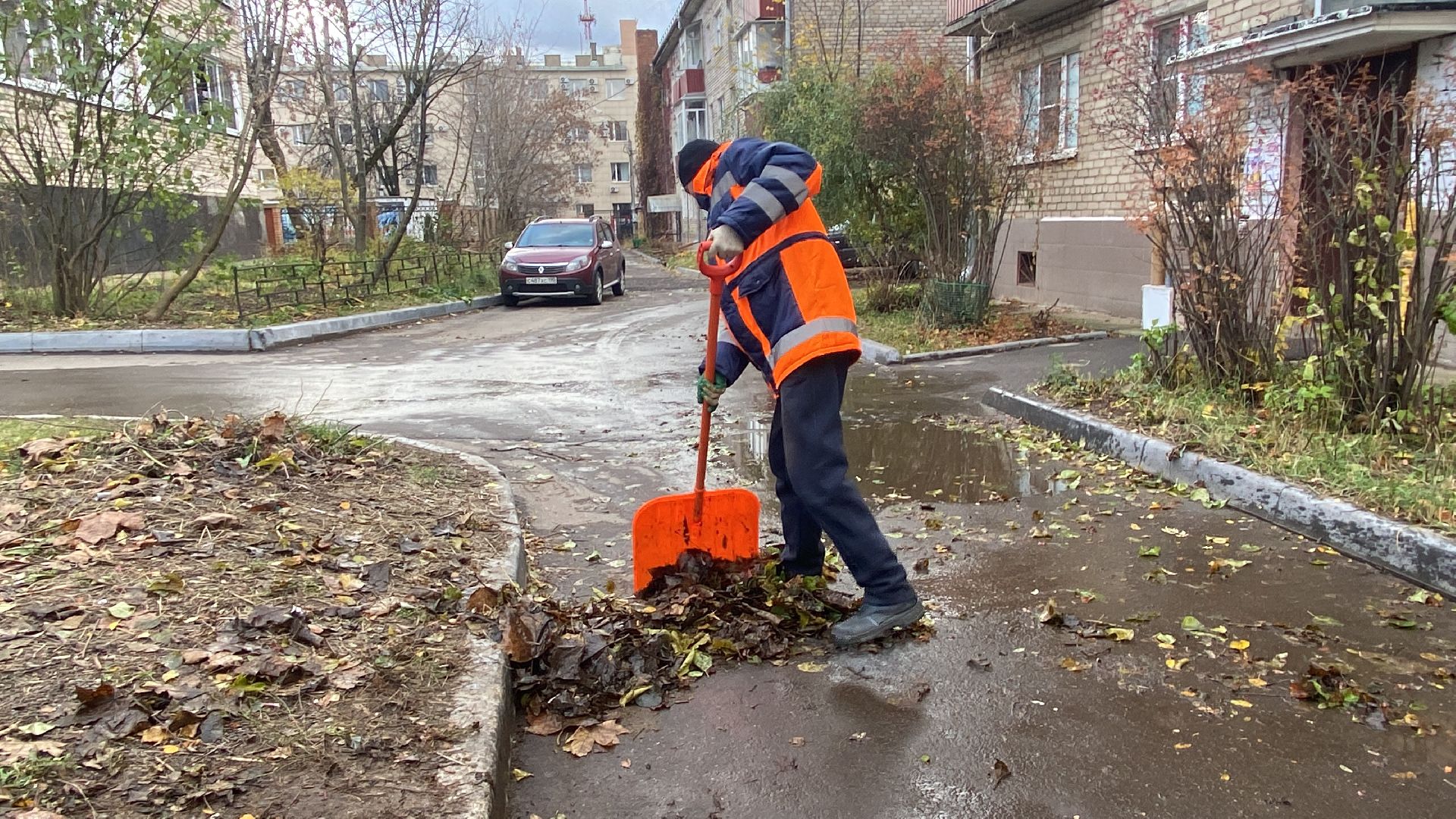 Листья, Уборка, Уборка листвы, вертикалка,