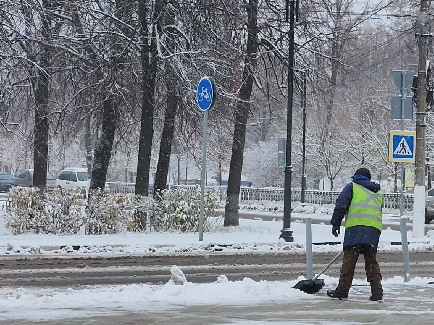 Коломна, снегопад, уборка снега, вертикалка,