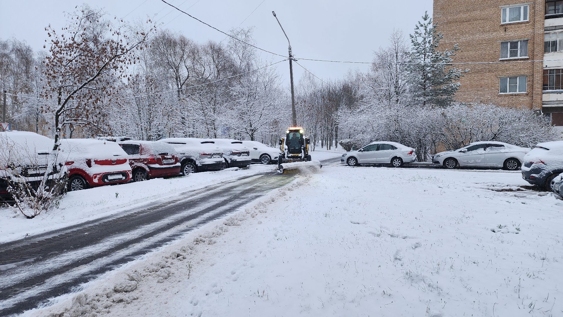 ступино, первый снег, уборка первого снега, вертикалка,