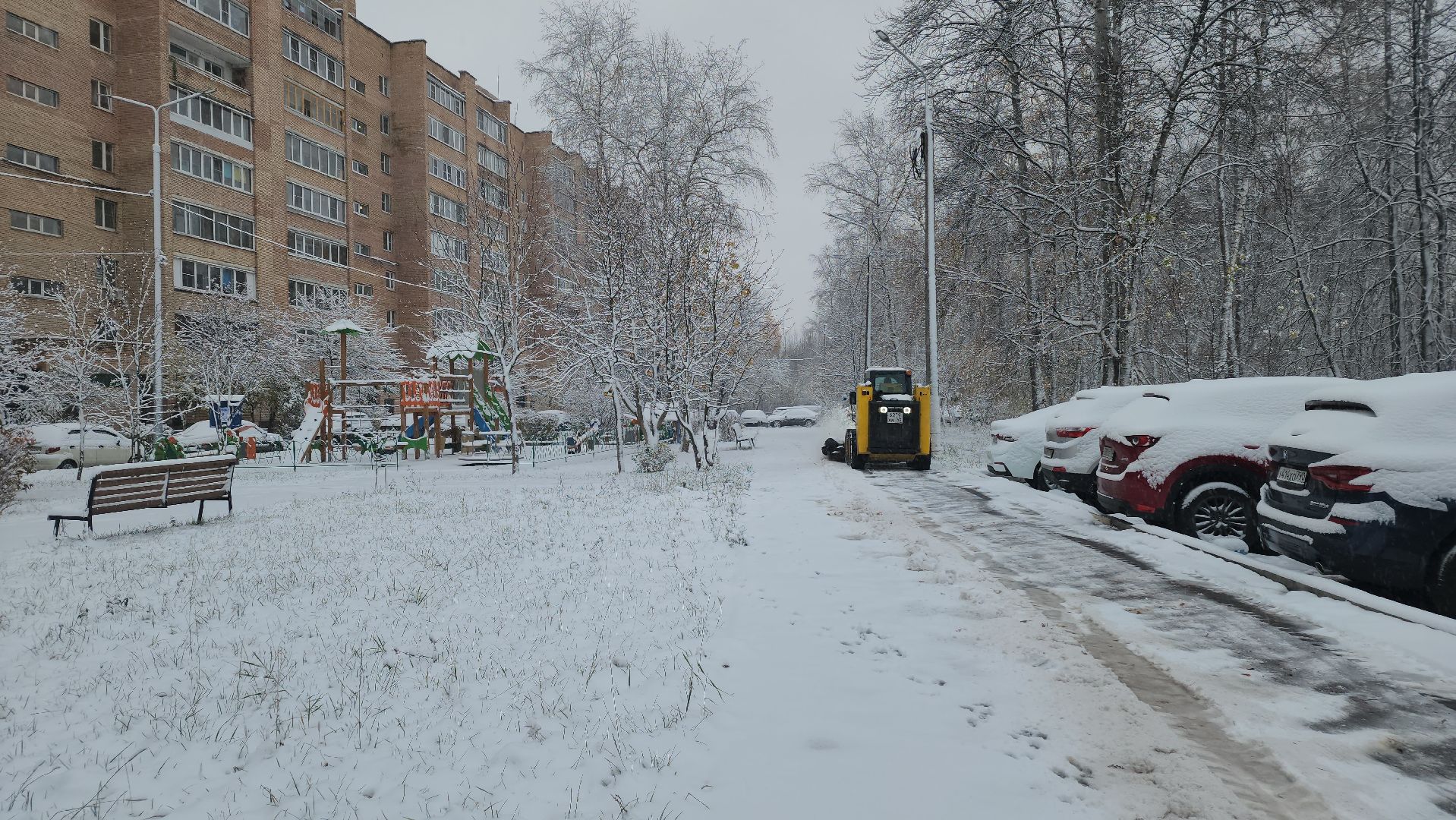 ступино, первый снег, уборка первого снега, вертикалка,