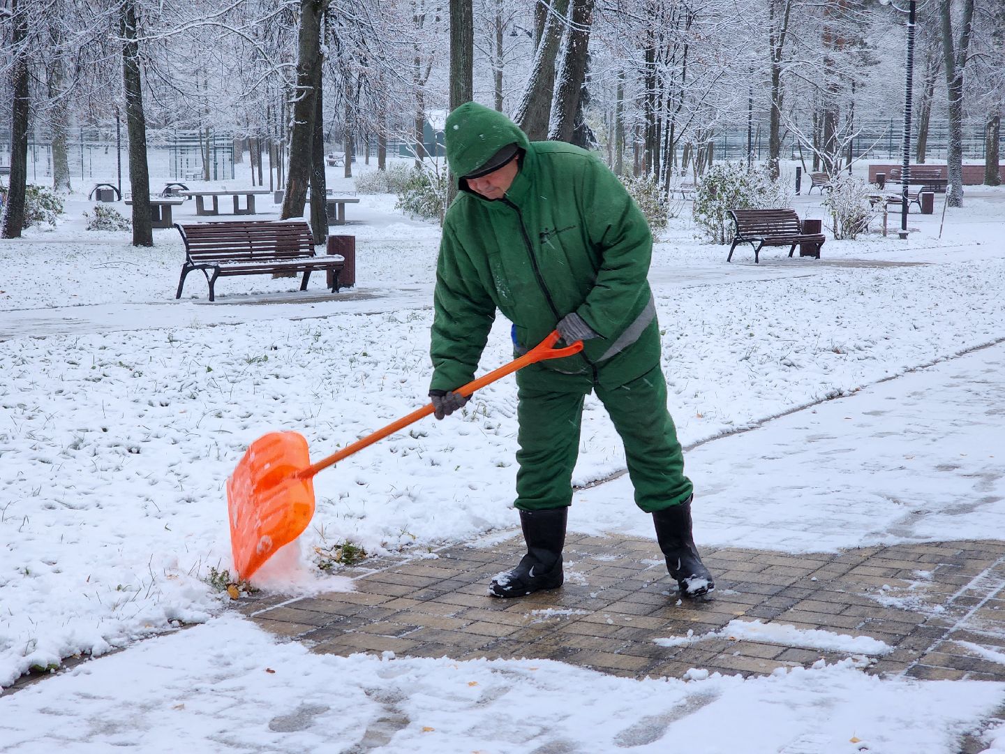 Дубна, Снег, Коммунальщики, Уборка снега, вертикалки,