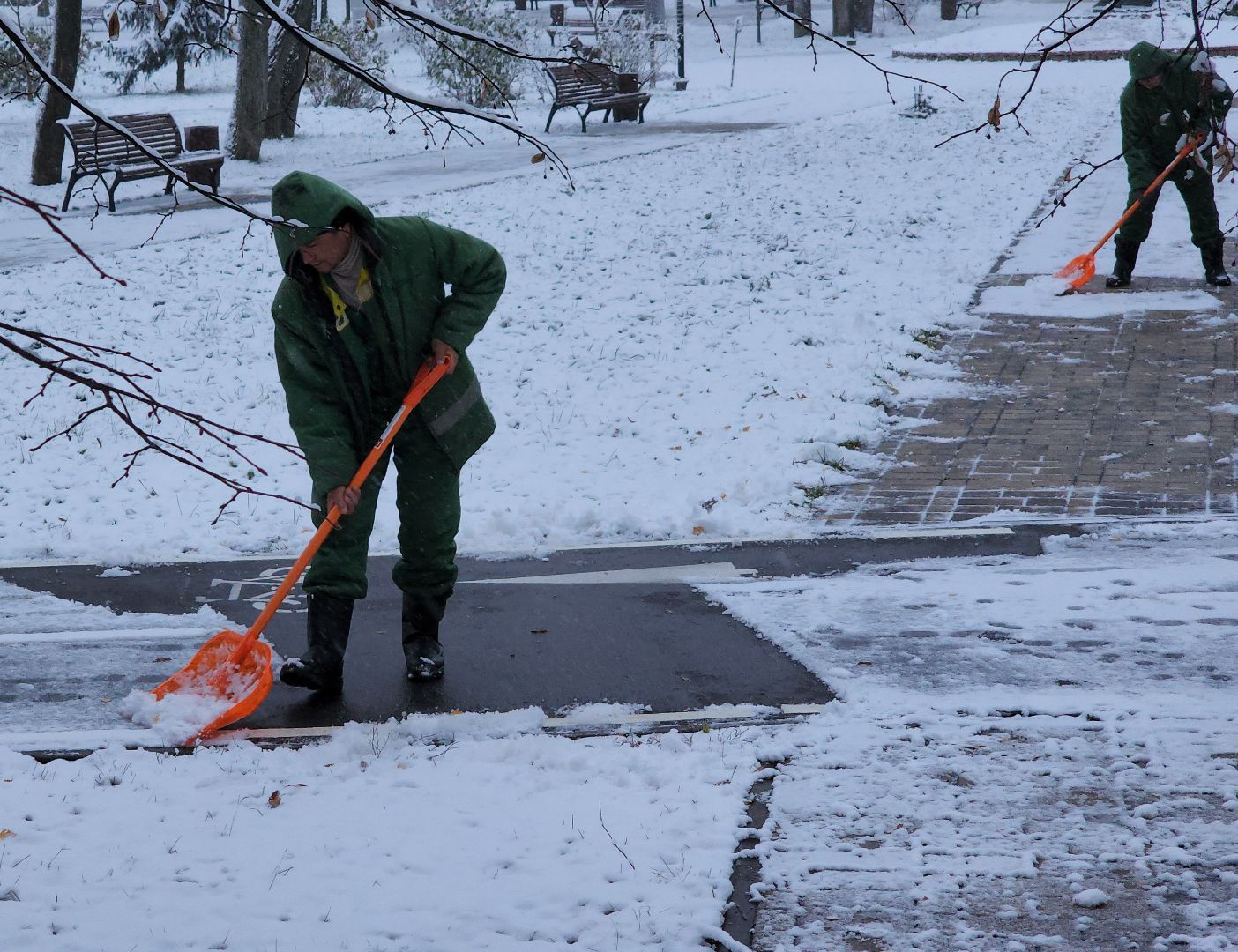 Дубна, Снег, Коммунальщики, Уборка снега, вертикалки,
