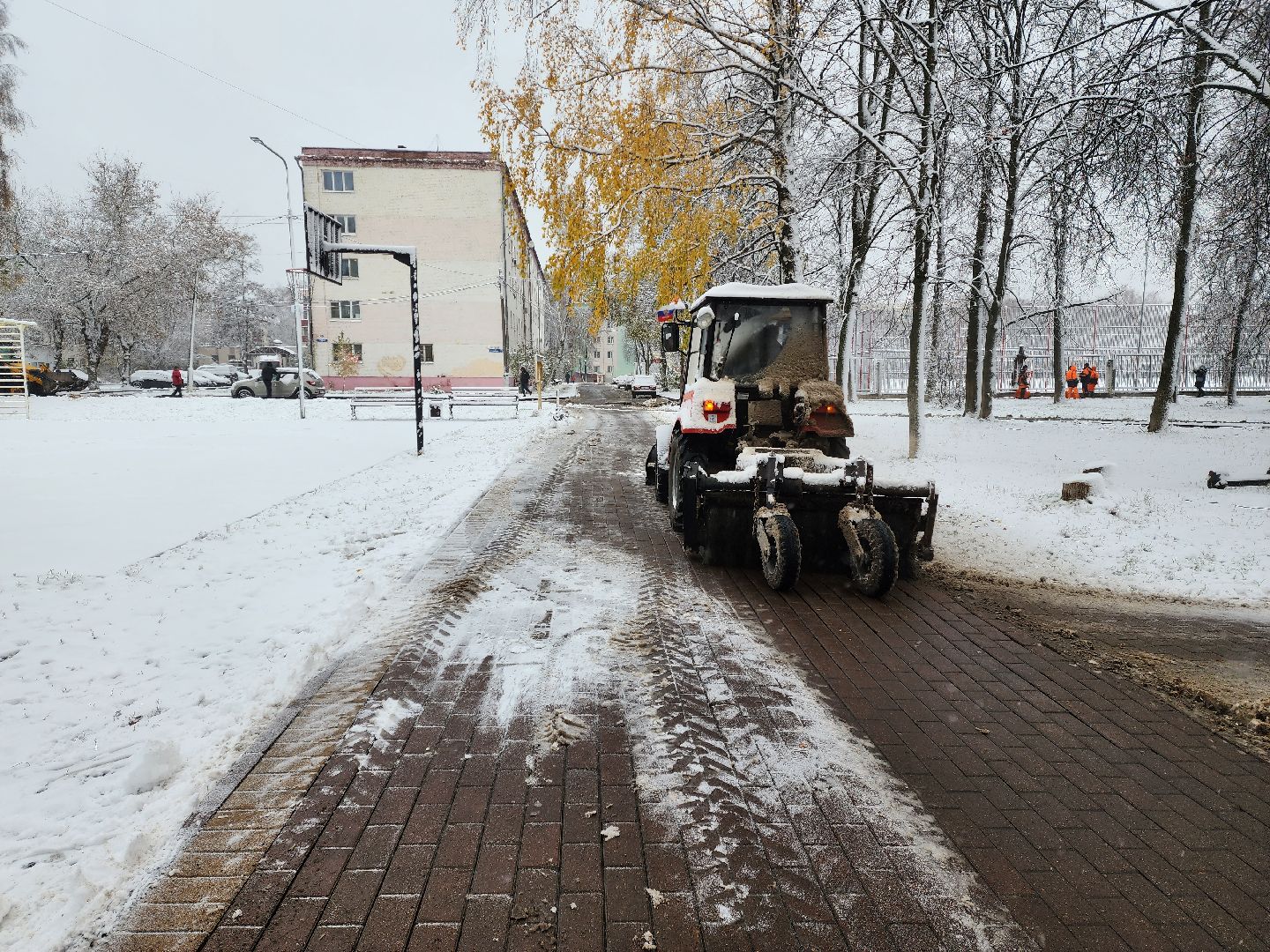 раменское, жкх, первый снег, уборка улиц города, вертикалки