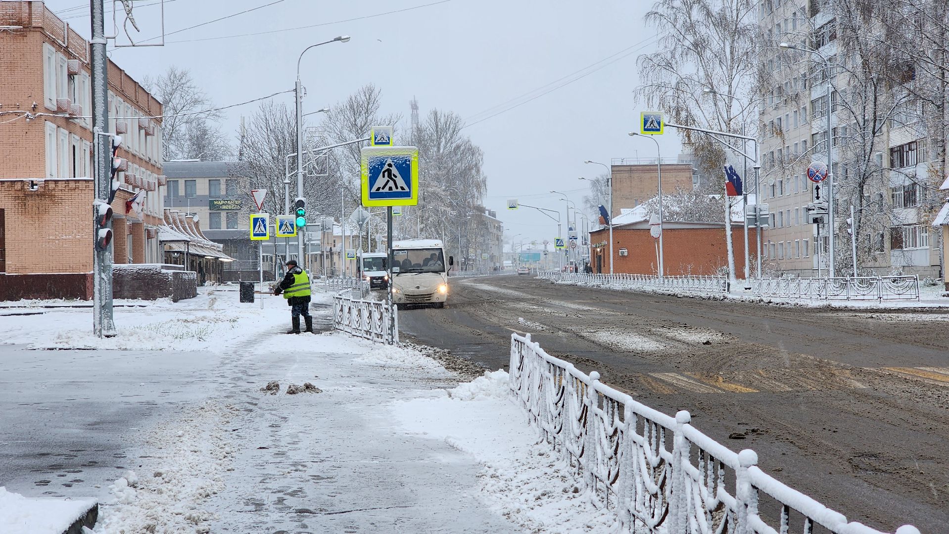 Клин, ЖКХ, уборка снега, первый снег, вертикалки,