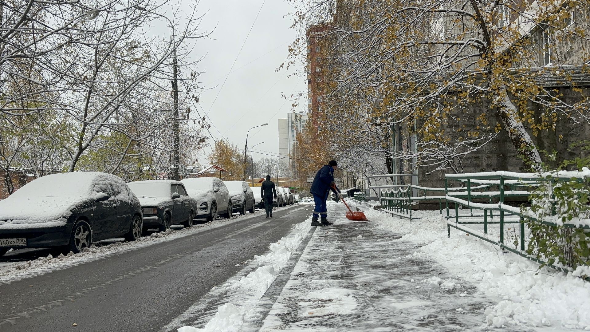 первый снег, снегопад, кучино, коммунальщики, вертикалки,