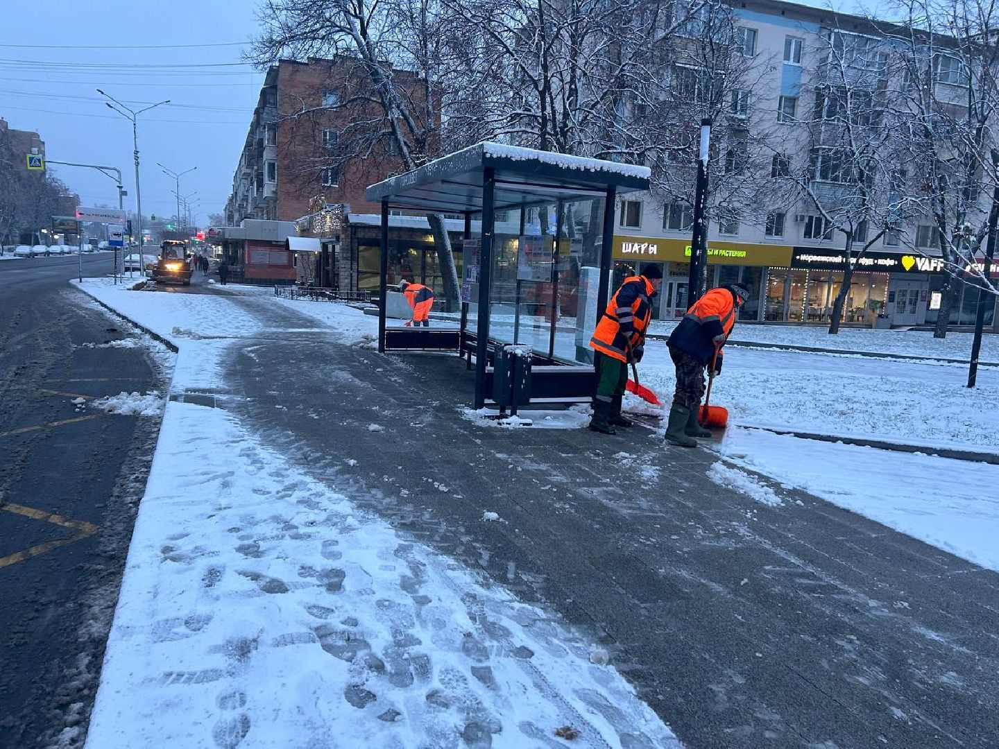пушкино, последствия стихии, снегопад, коммунальная техника, снегоуборочная техника, чистка снега, вертикалки
