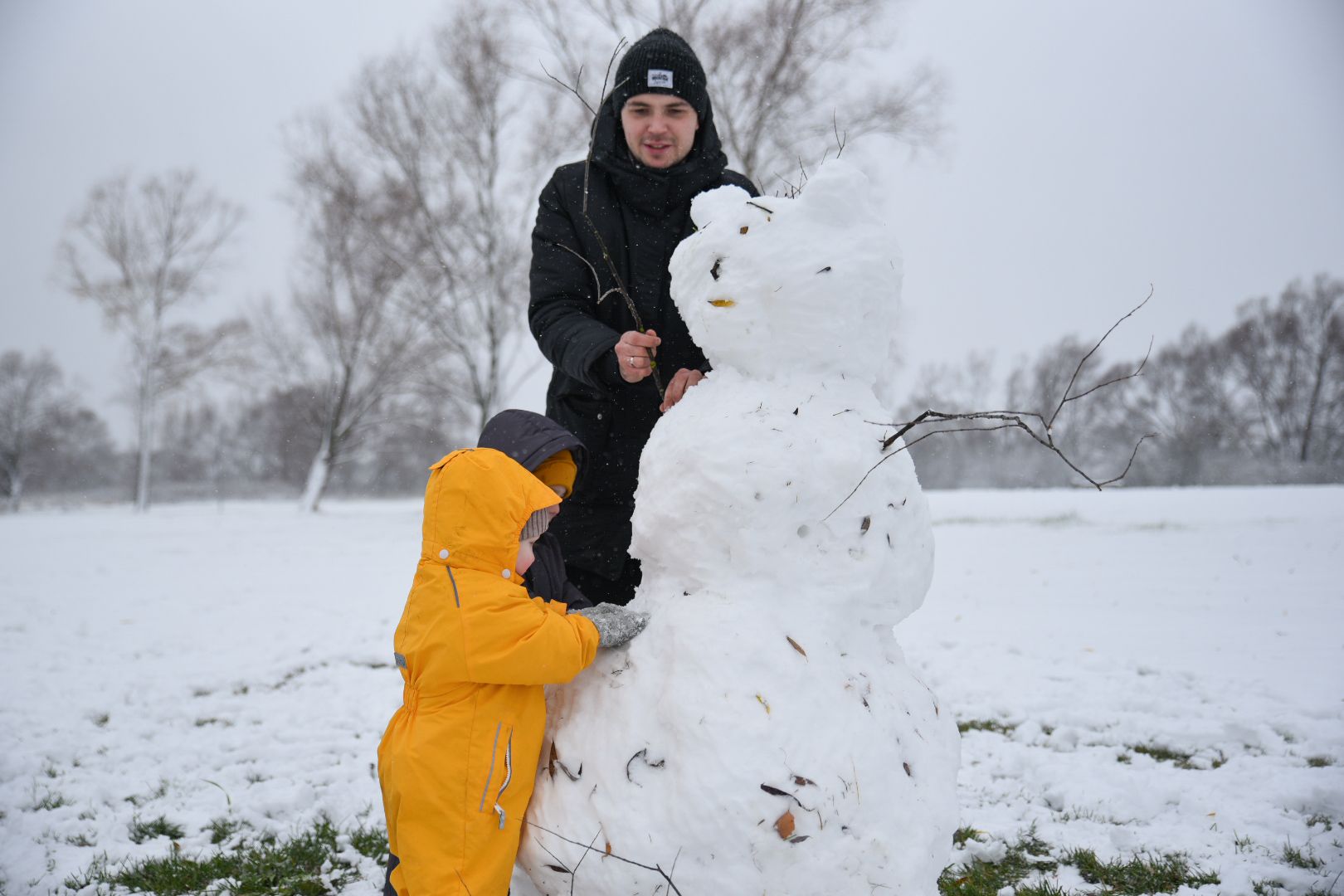 Бронницы, День народного единства, Первый снег, Снеговик в парке Бронницкий Луг, Вертикальное видео, Вертикалка,