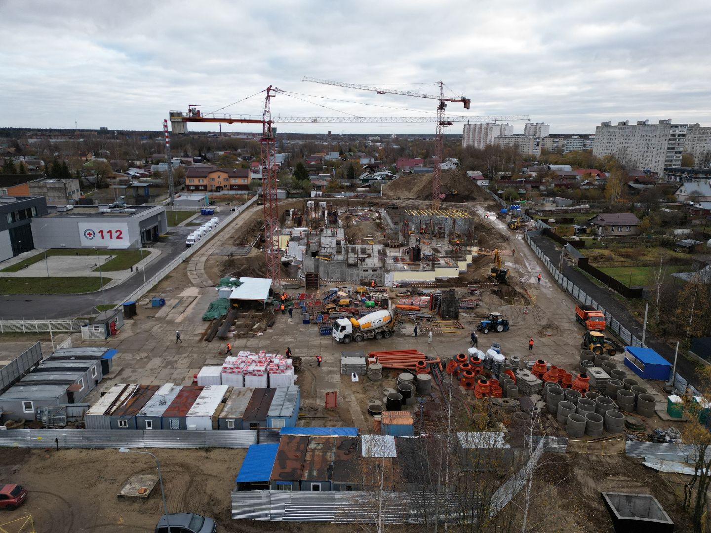 видео с коптера, ногинск, строительство, поликлиника,