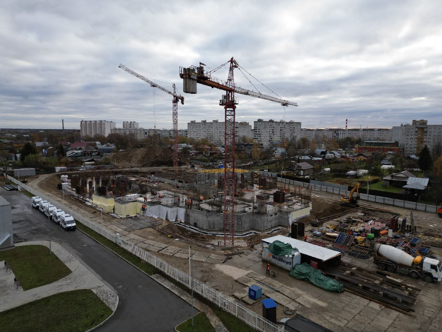 видео с коптера, ногинск, строительство, поликлиника,