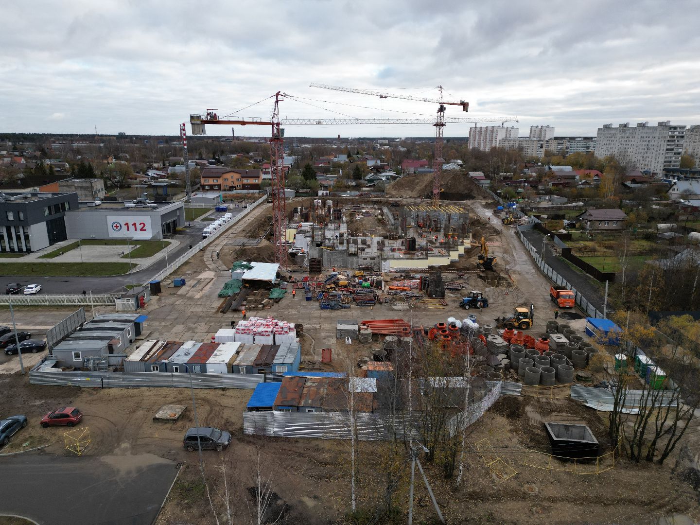 видео с коптера, ногинск, строительство, поликлиника,