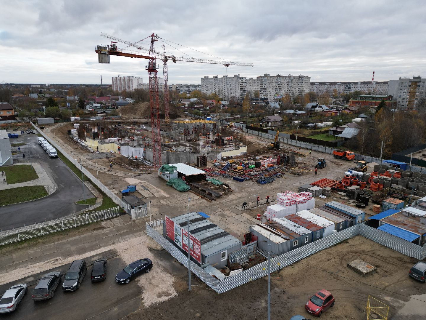 видео с коптера, ногинск, строительство, поликлиника,