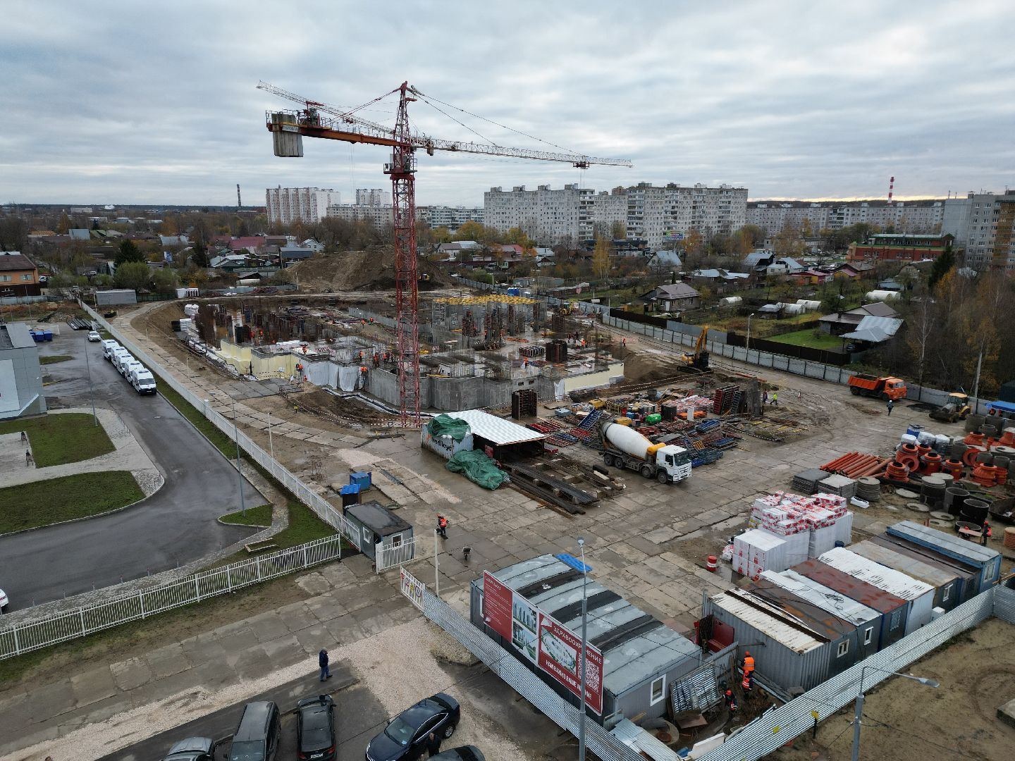 видео с коптера, ногинск, строительство, поликлиника,