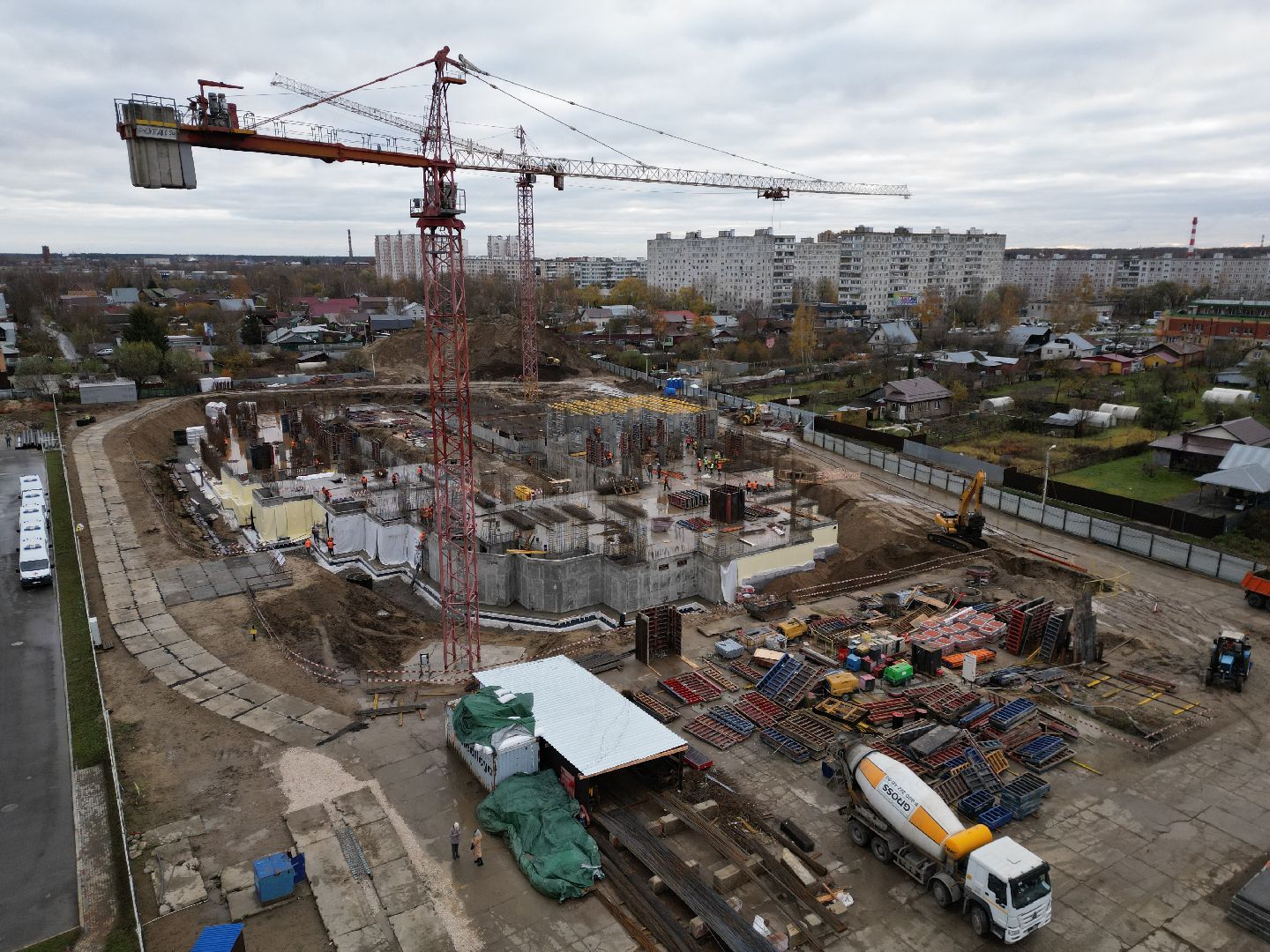 видео с коптера, ногинск, строительство, поликлиника,