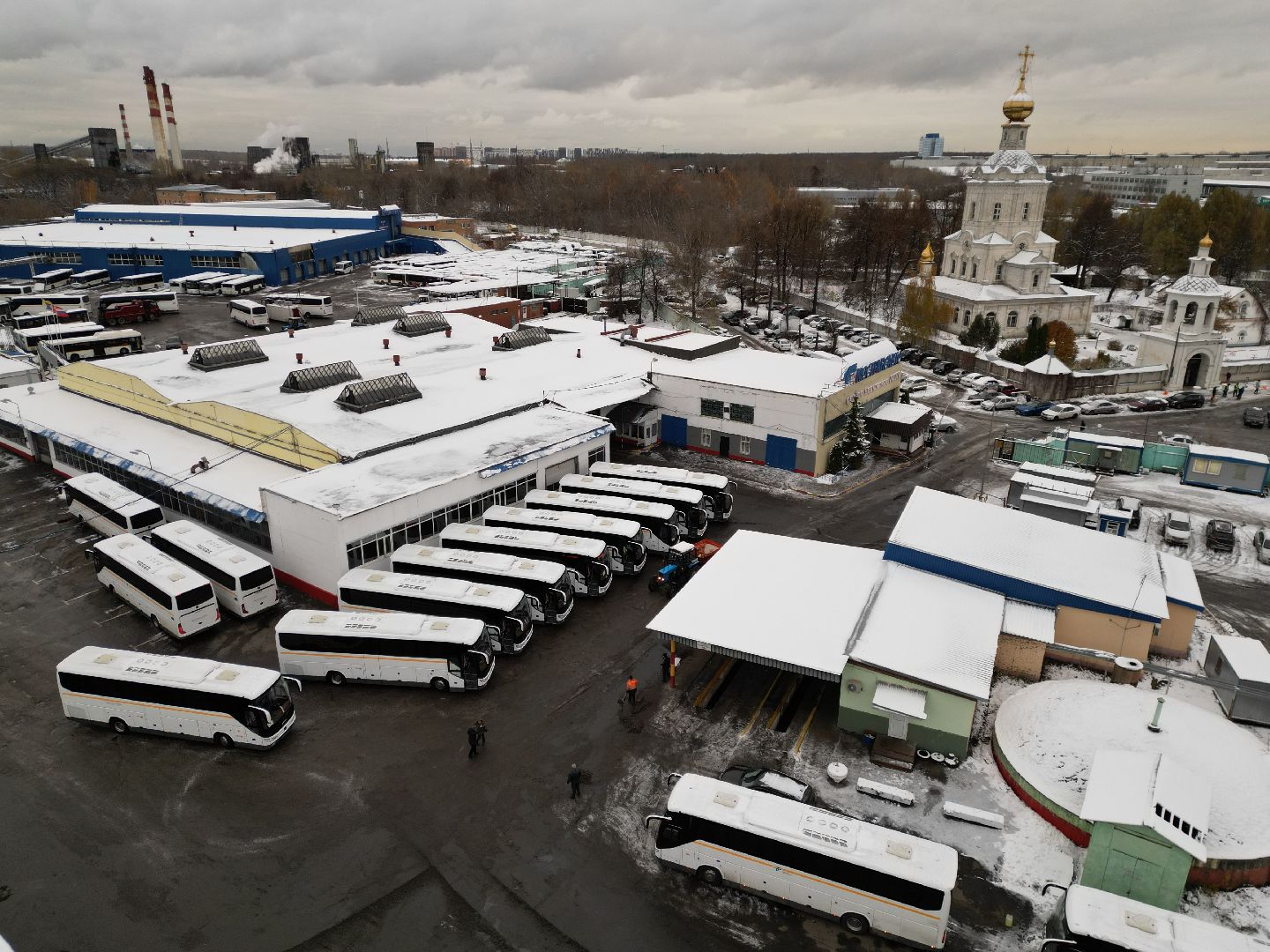 видео с коптера, автобусы, транспорт,