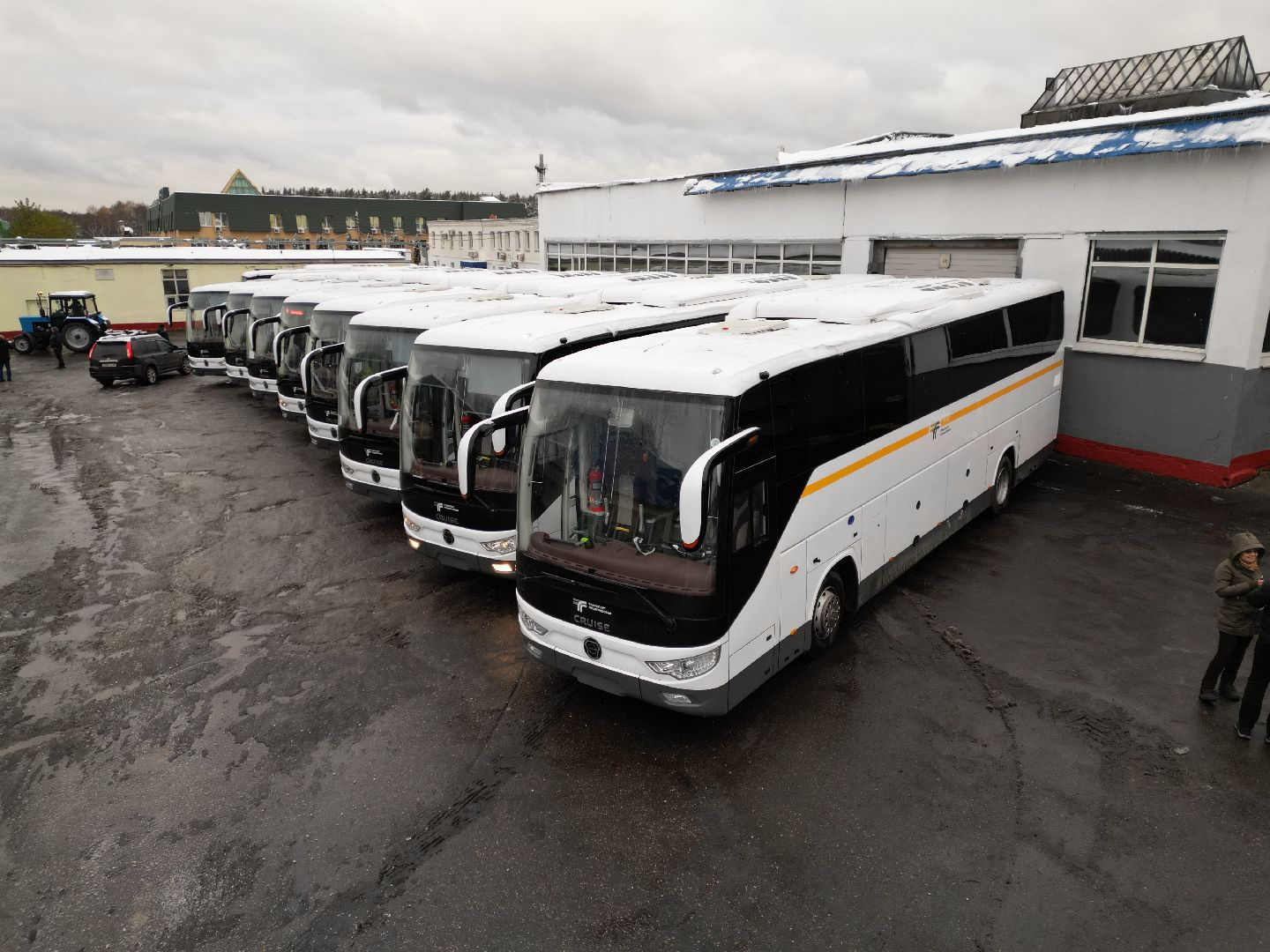 видео с коптера, автобусы, транспорт,