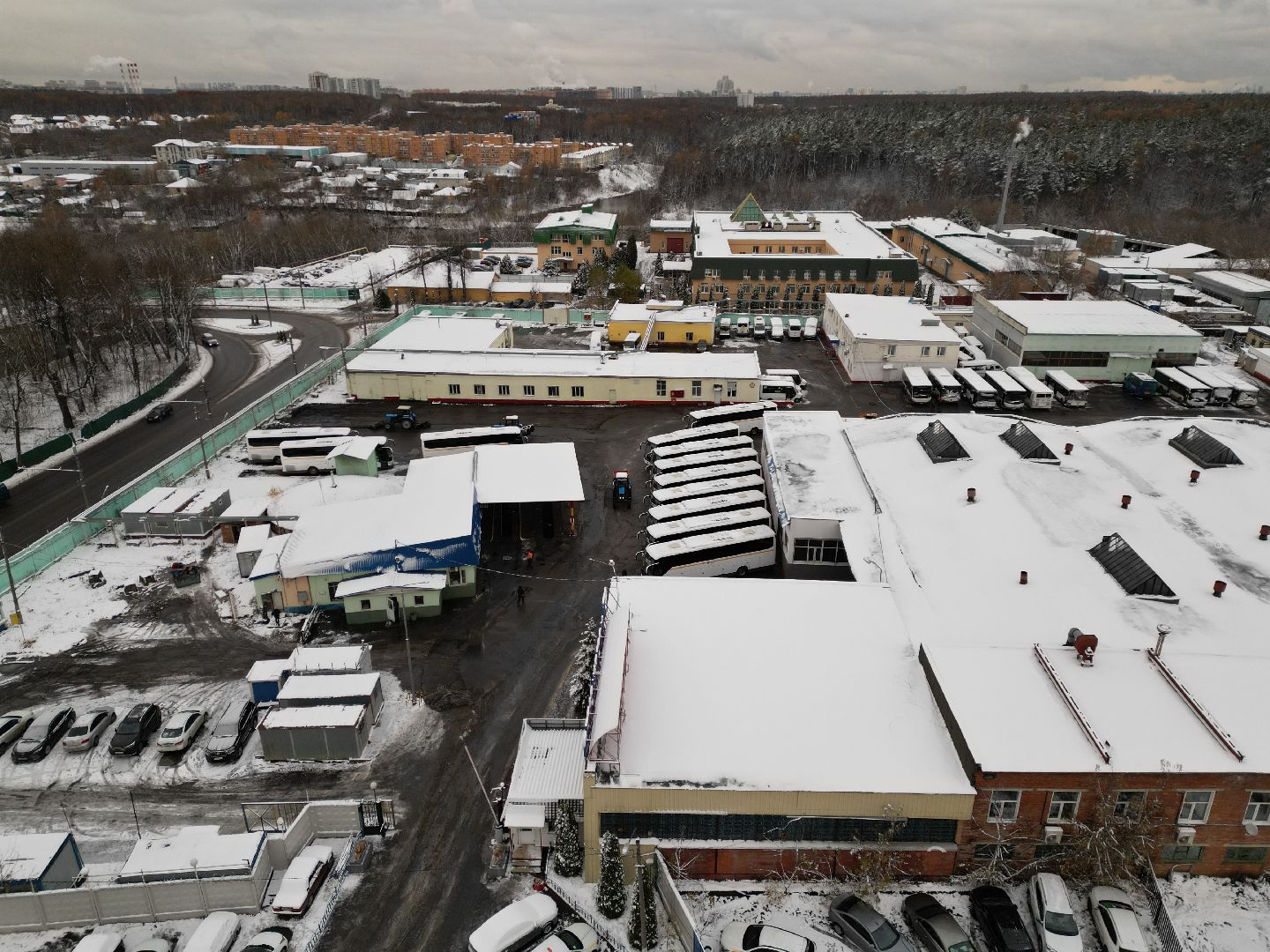 видео с коптера, автобусы, транспорт,