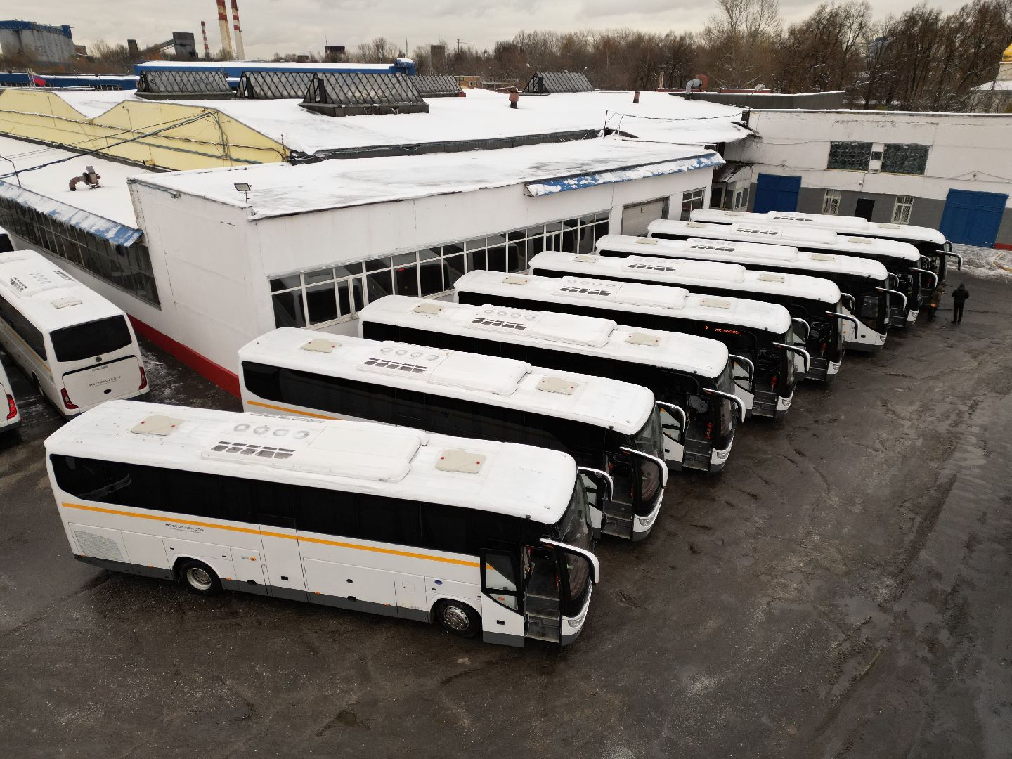 видео с коптера, автобусы, транспорт,