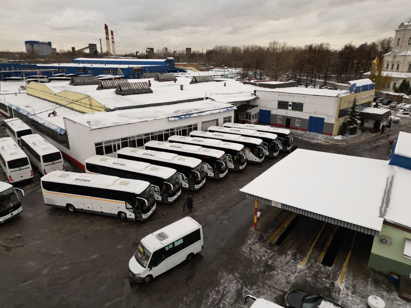 видео с коптера, автобусы, транспорт,