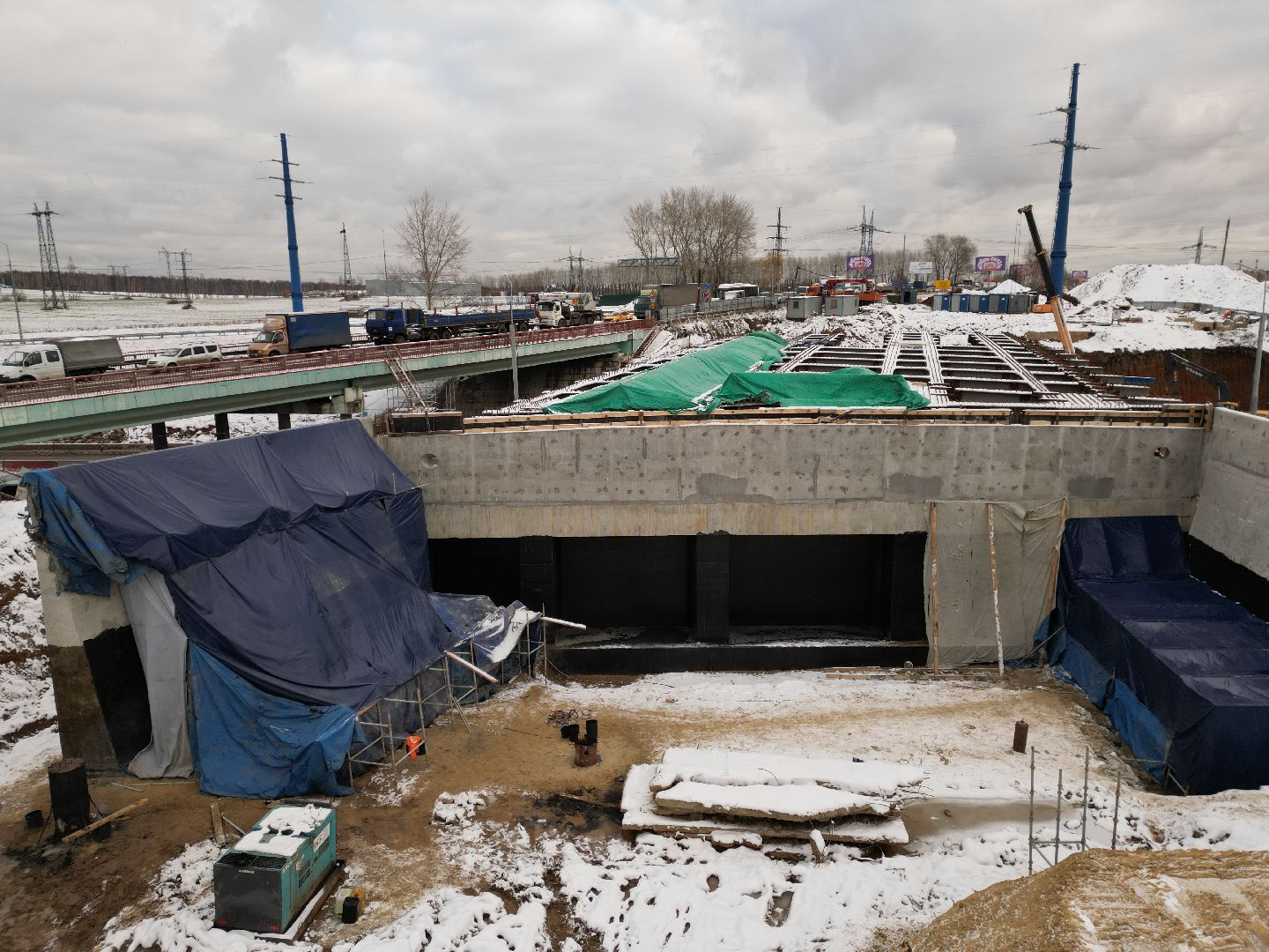 видео с коптера, дороги, строительство,