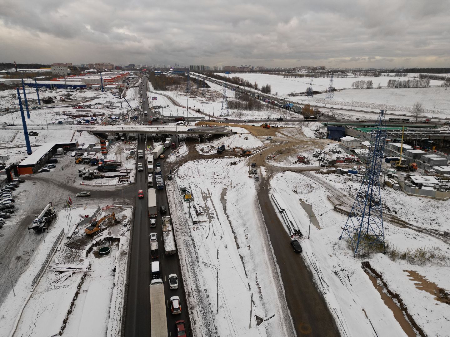 видео с коптера, дороги, строительство,