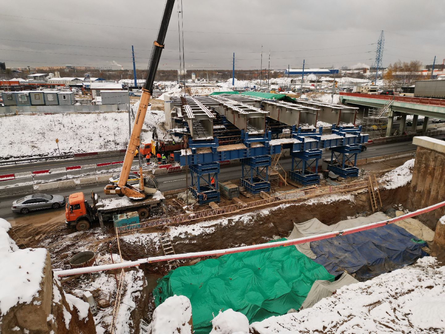 видео с коптера, дороги, строительство,