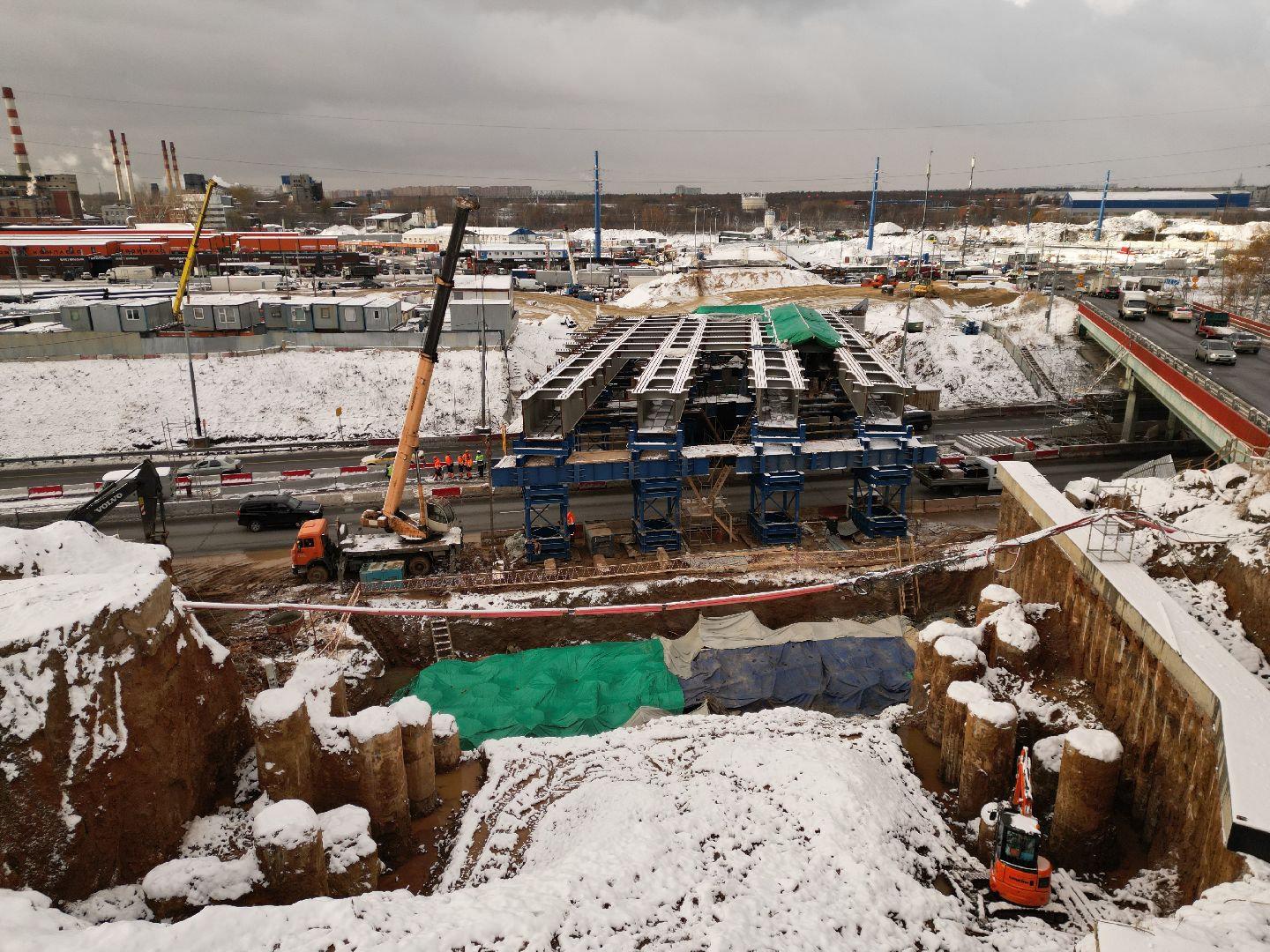 видео с коптера, дороги, строительство,