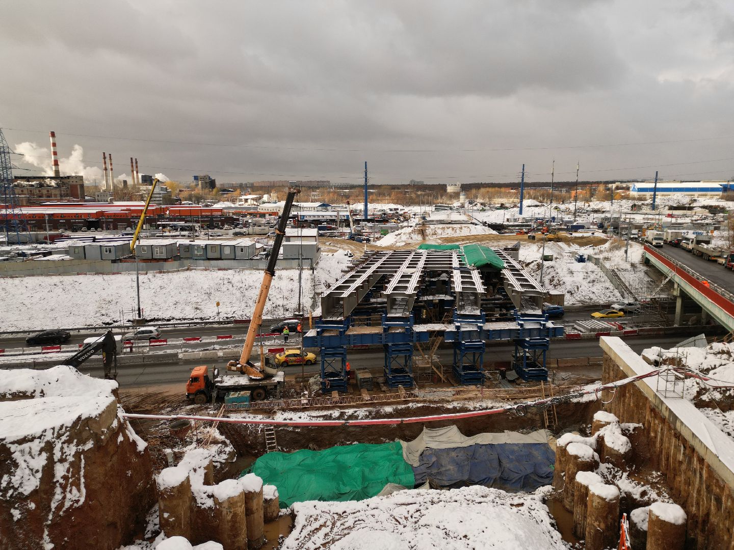 видео с коптера, дороги, строительство,