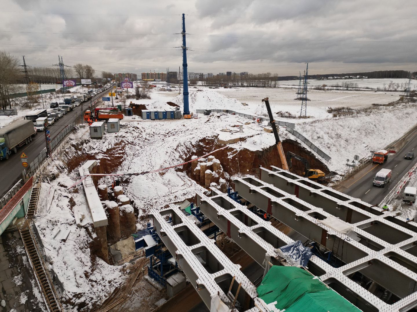 видео с коптера, дороги, строительство,