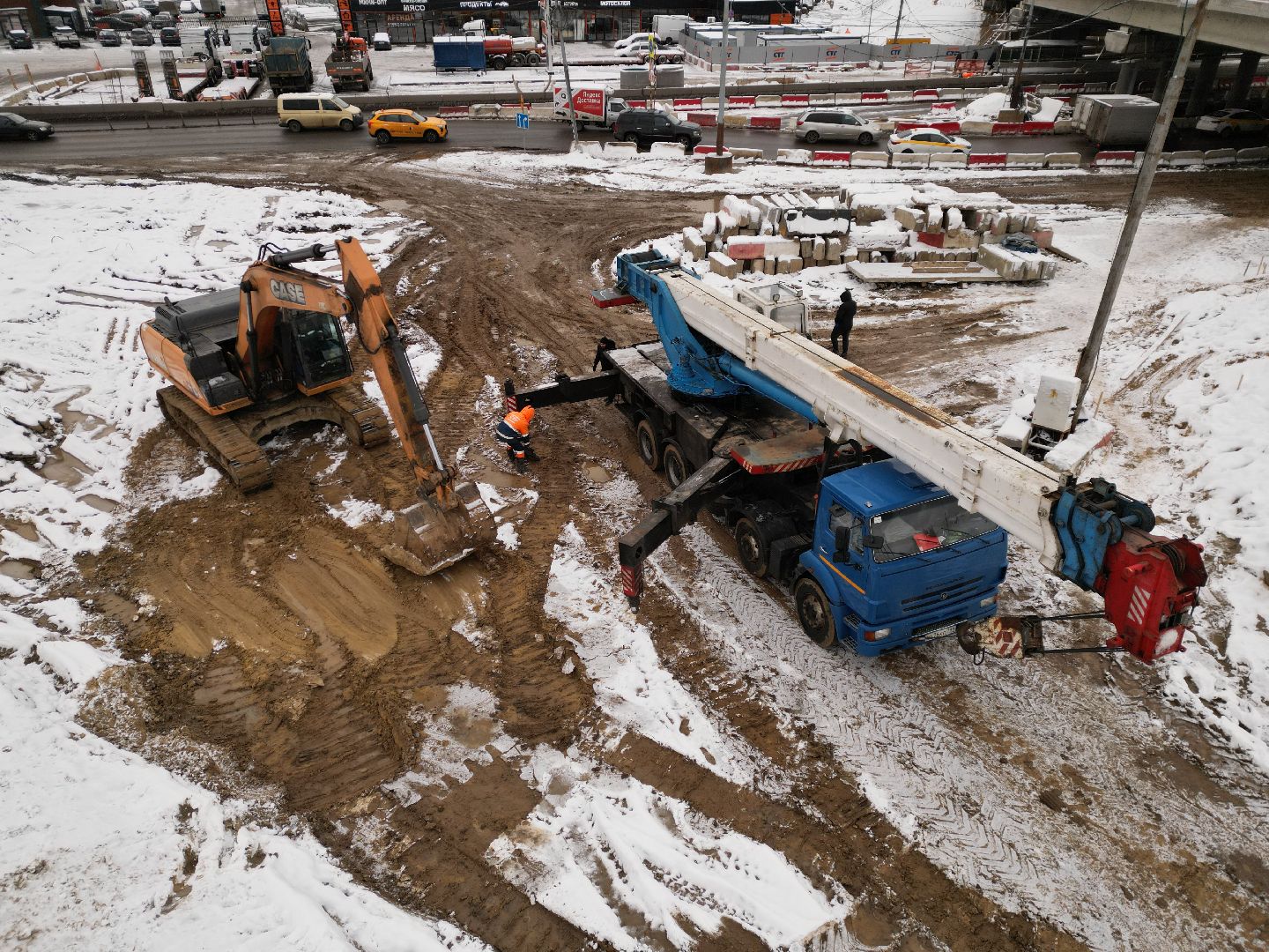 видео с коптера, дороги, строительство,