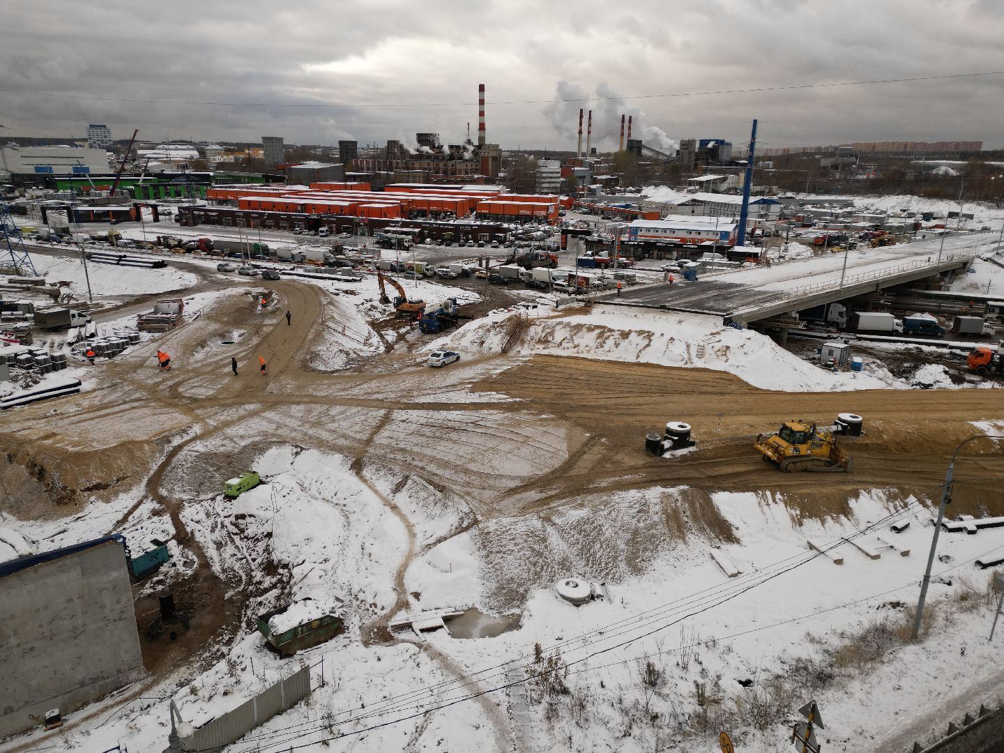 видео с коптера, дороги, строительство,