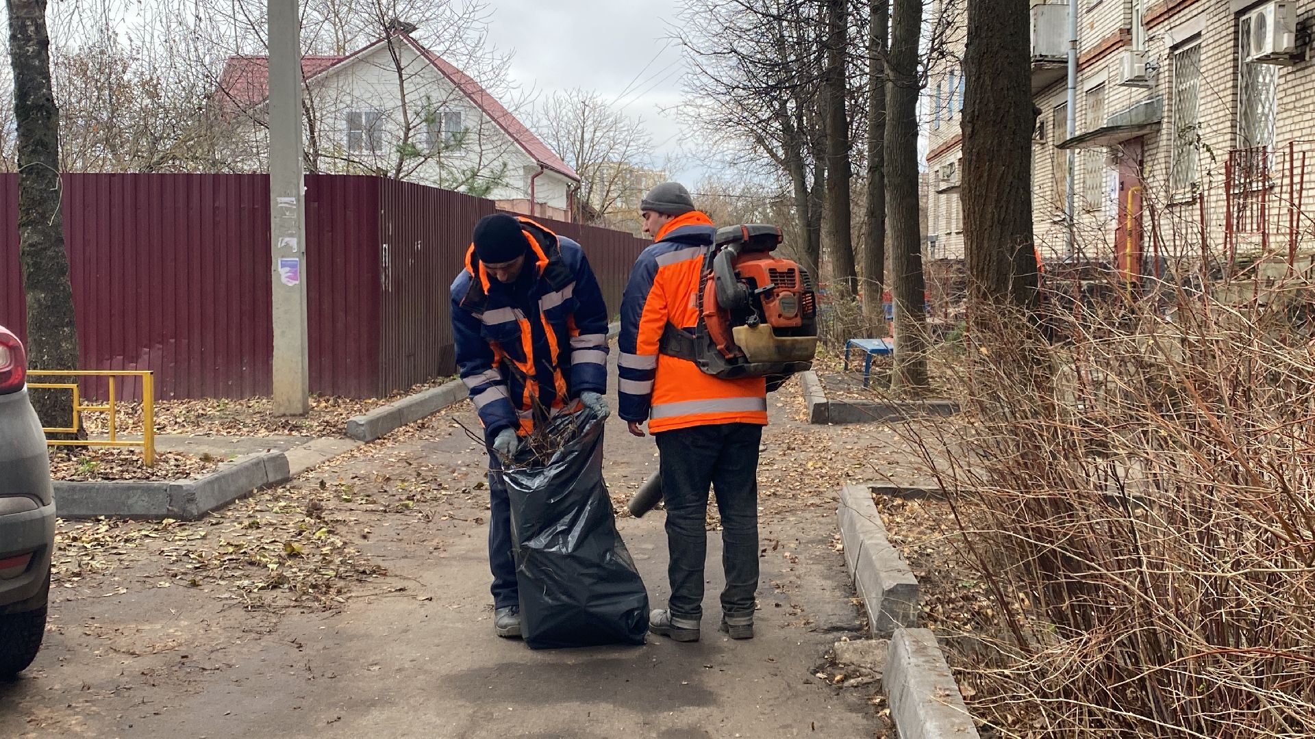 уборка двора, Листва, уборка листвы, истра, вертикалки,