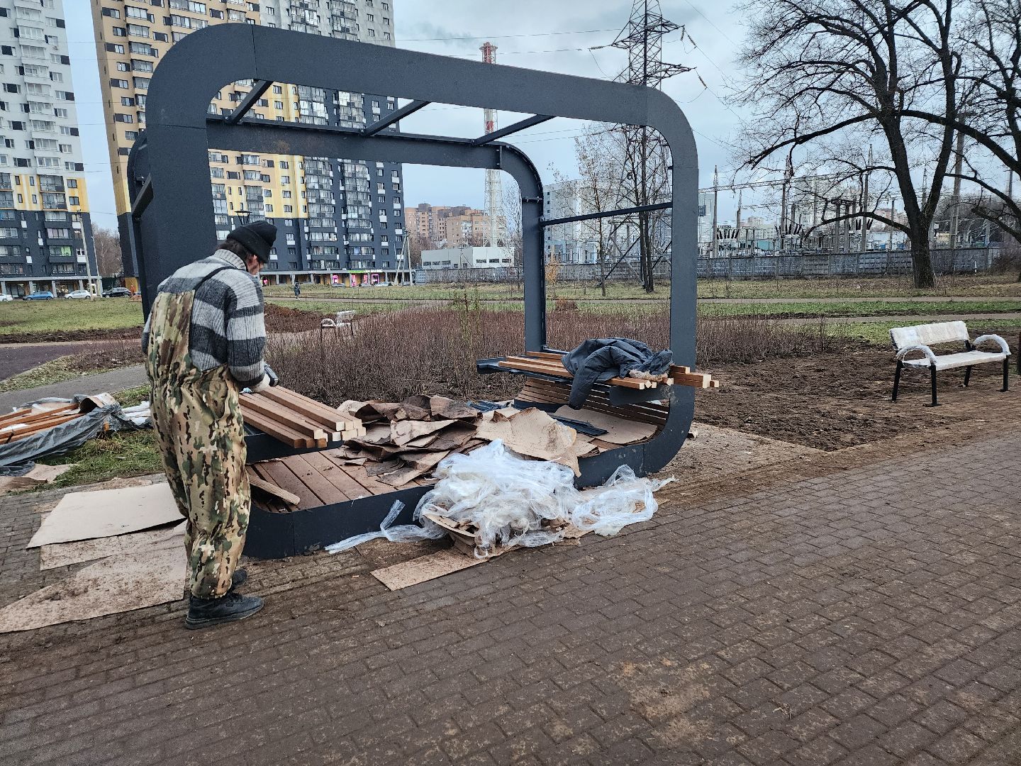 долгопрудный, жк бригантина, беседки, лавочки, парк, вертикалки,