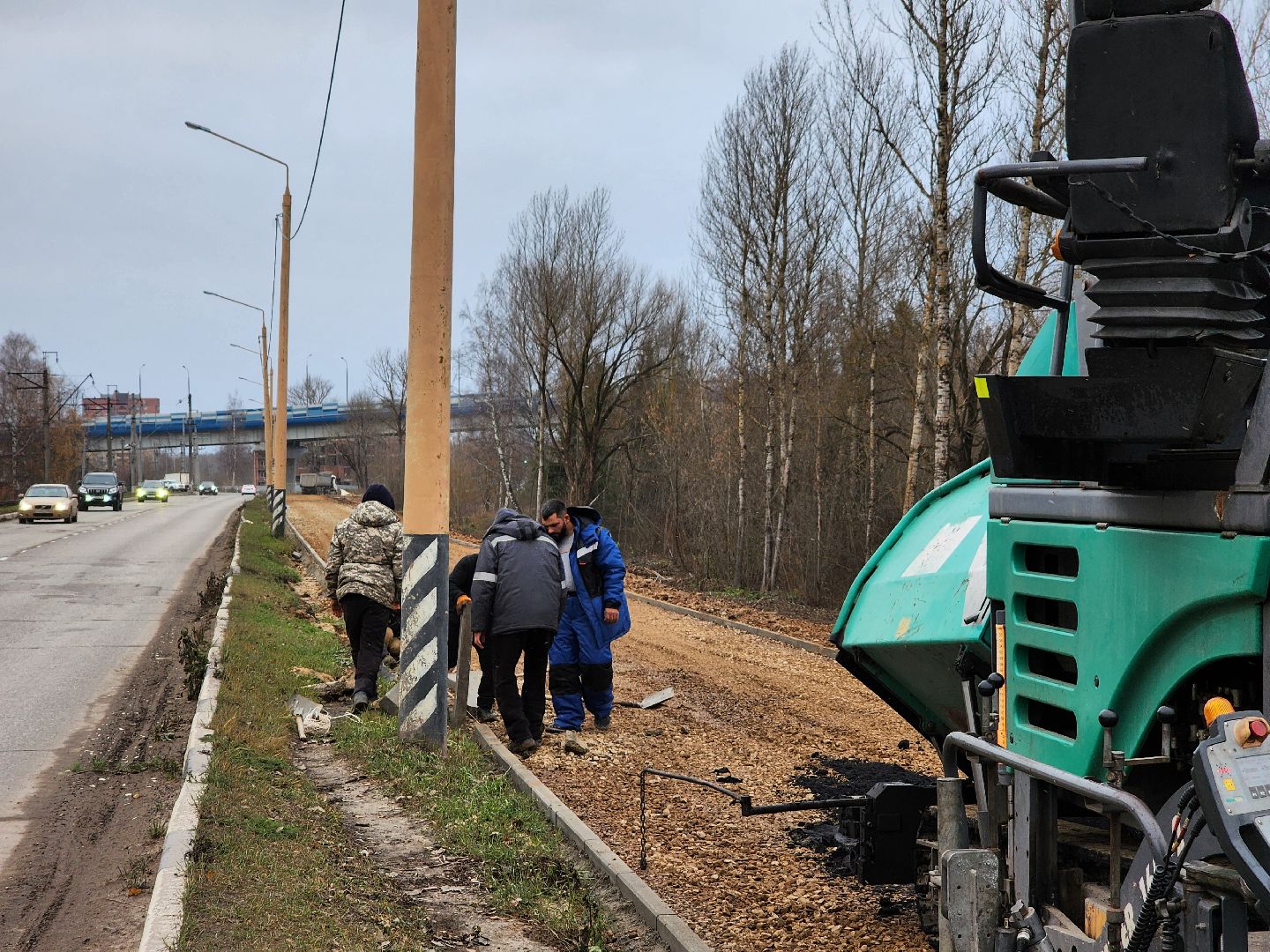 Дубна, дубненская кругосветка, Велодорожка, укладка асфальта, вертикалки,