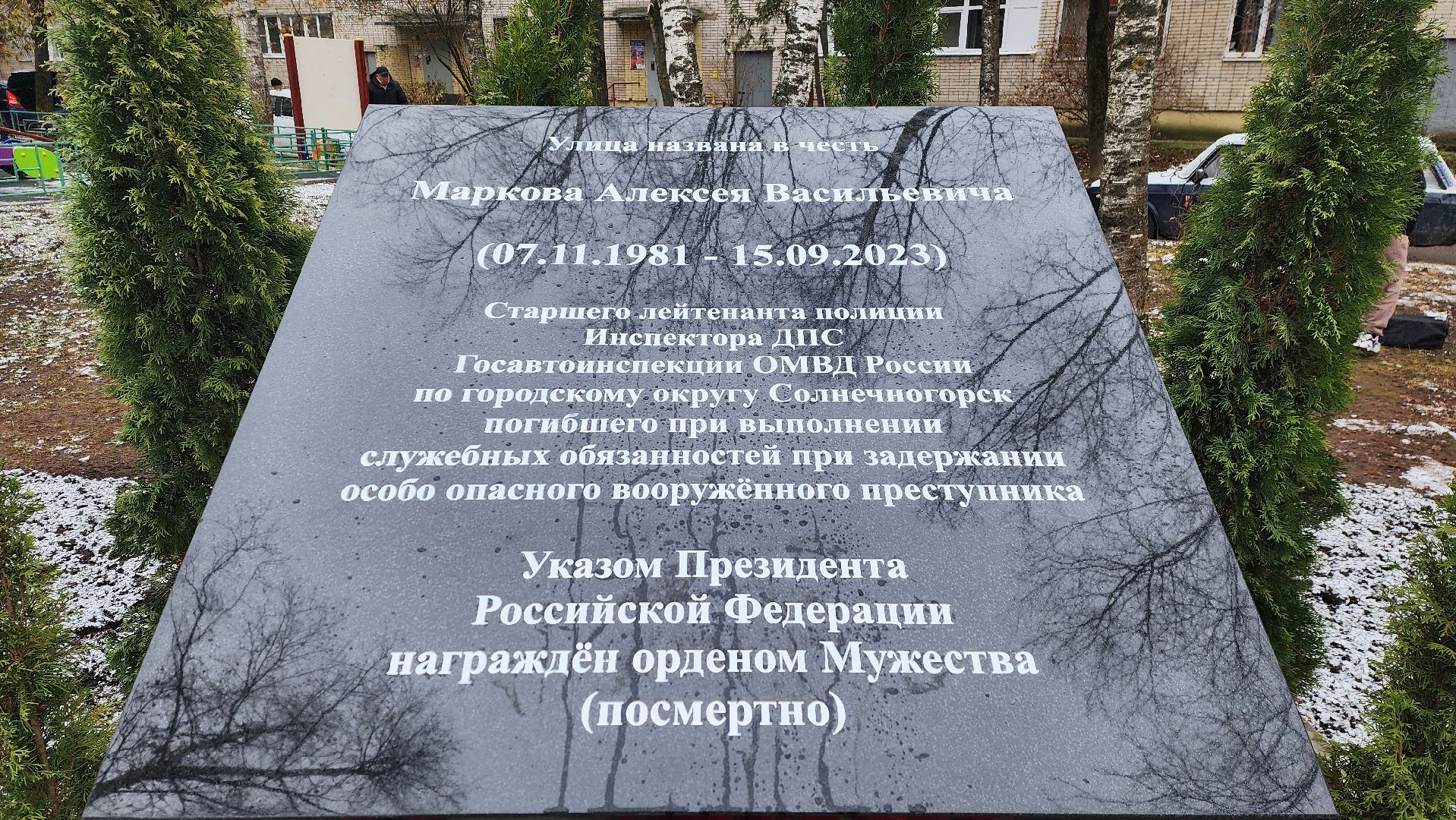 Солнечногорск, вертикалки, Алексей Марков, полиция, памятный камень,