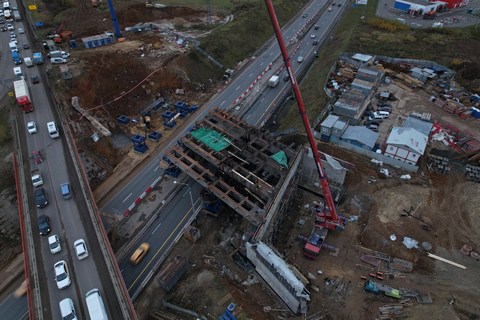 видео с коптера, дороги, строительство,