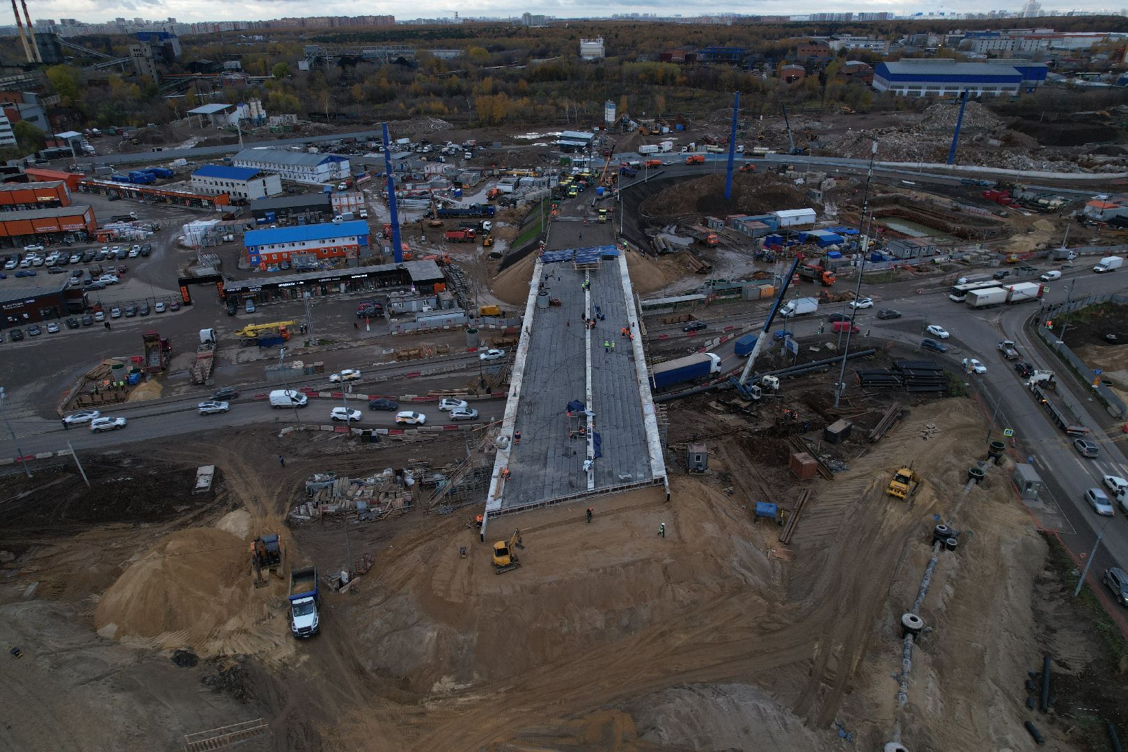 видео с коптера, дороги, строительство,