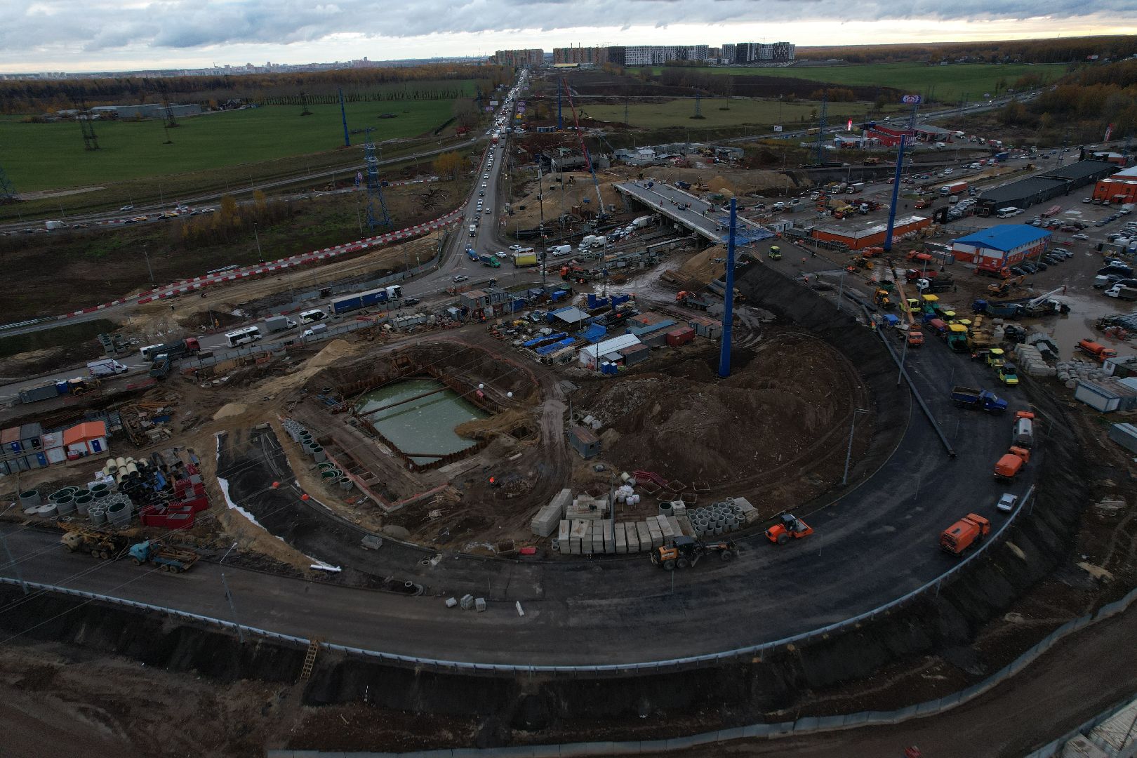 видео с коптера, дороги, строительство,