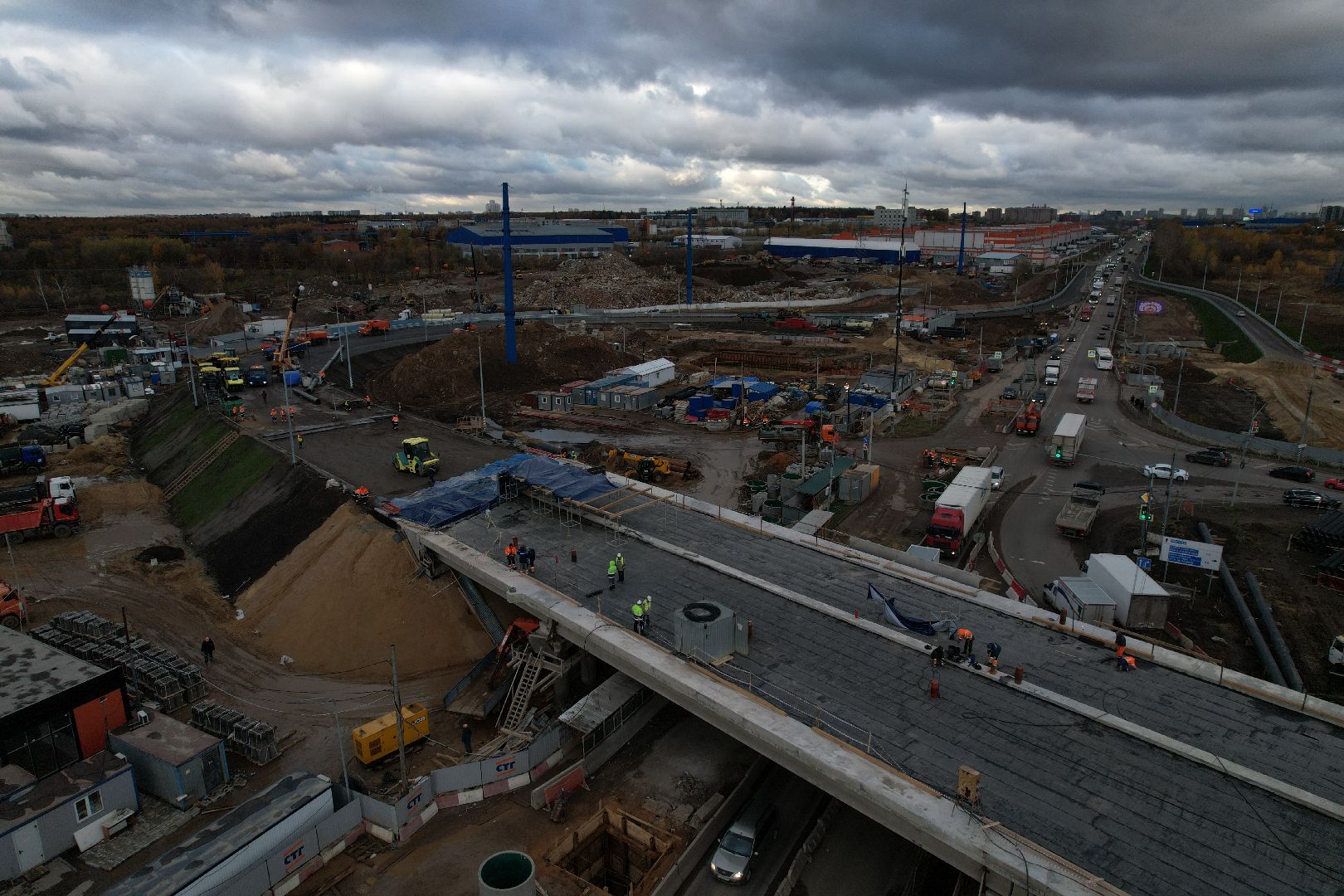 видео с коптера, дороги, строительство,