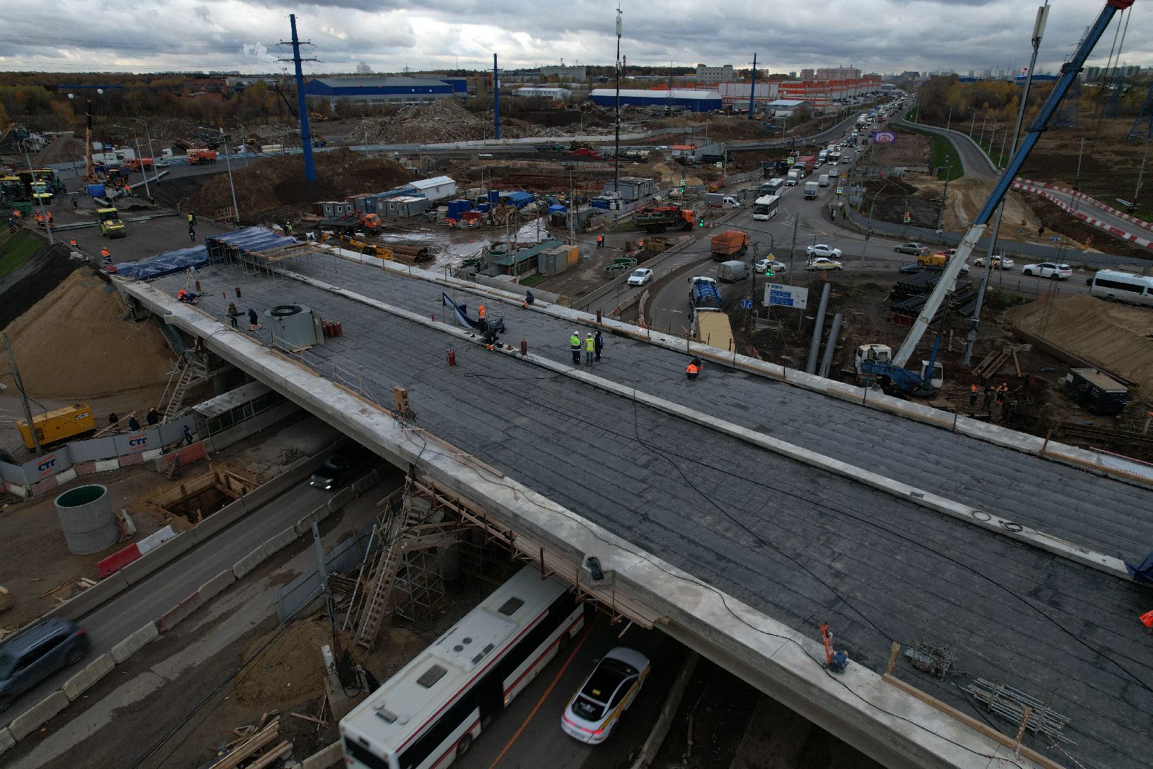 видео с коптера, дороги, строительство,