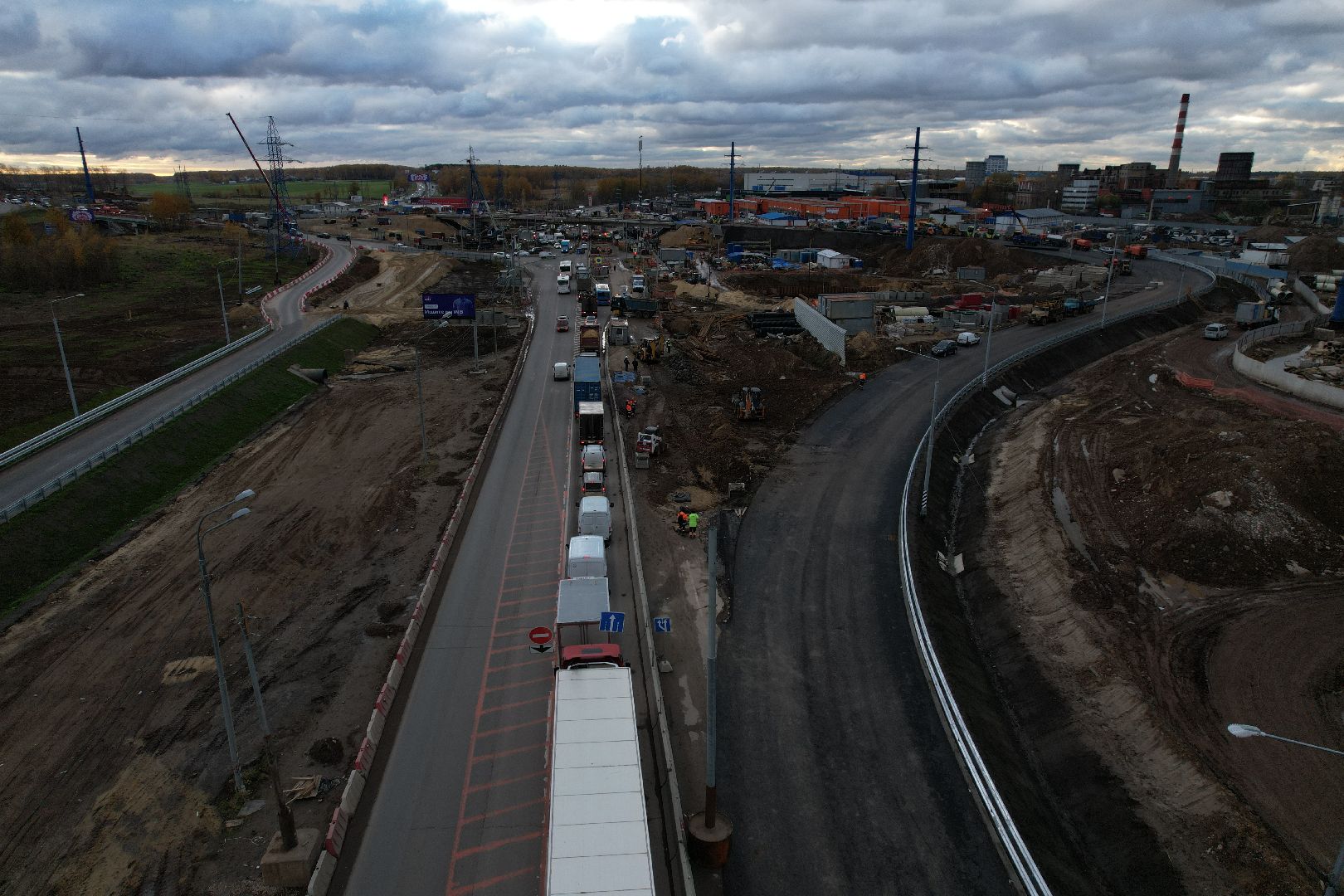 видео с коптера, дороги, строительство,