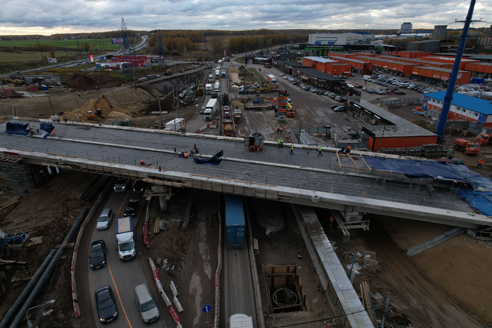 видео с коптера, дороги, строительство,