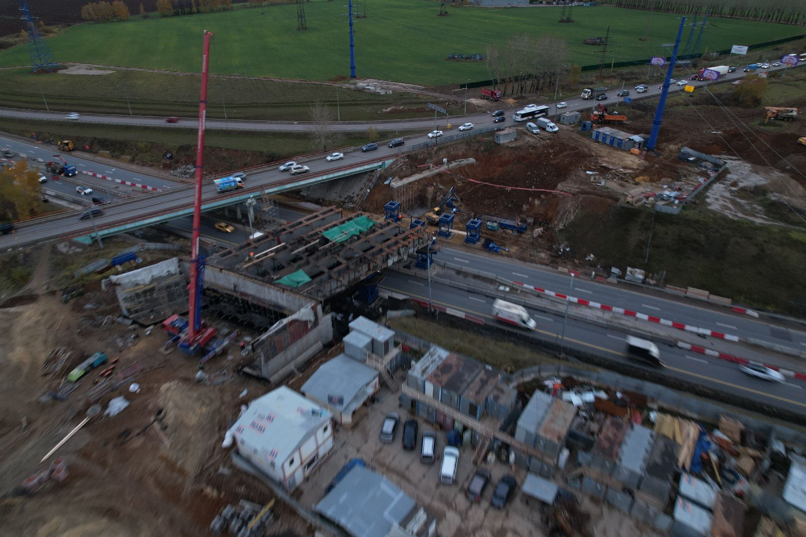 видео с коптера, дороги, строительство,