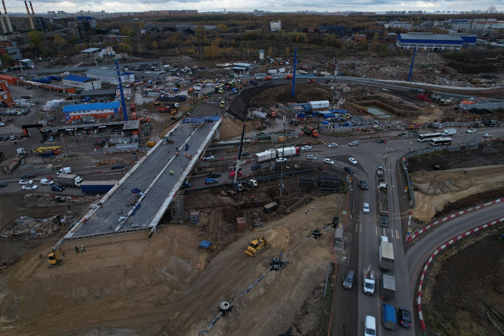 видео с коптера, дороги, строительство,