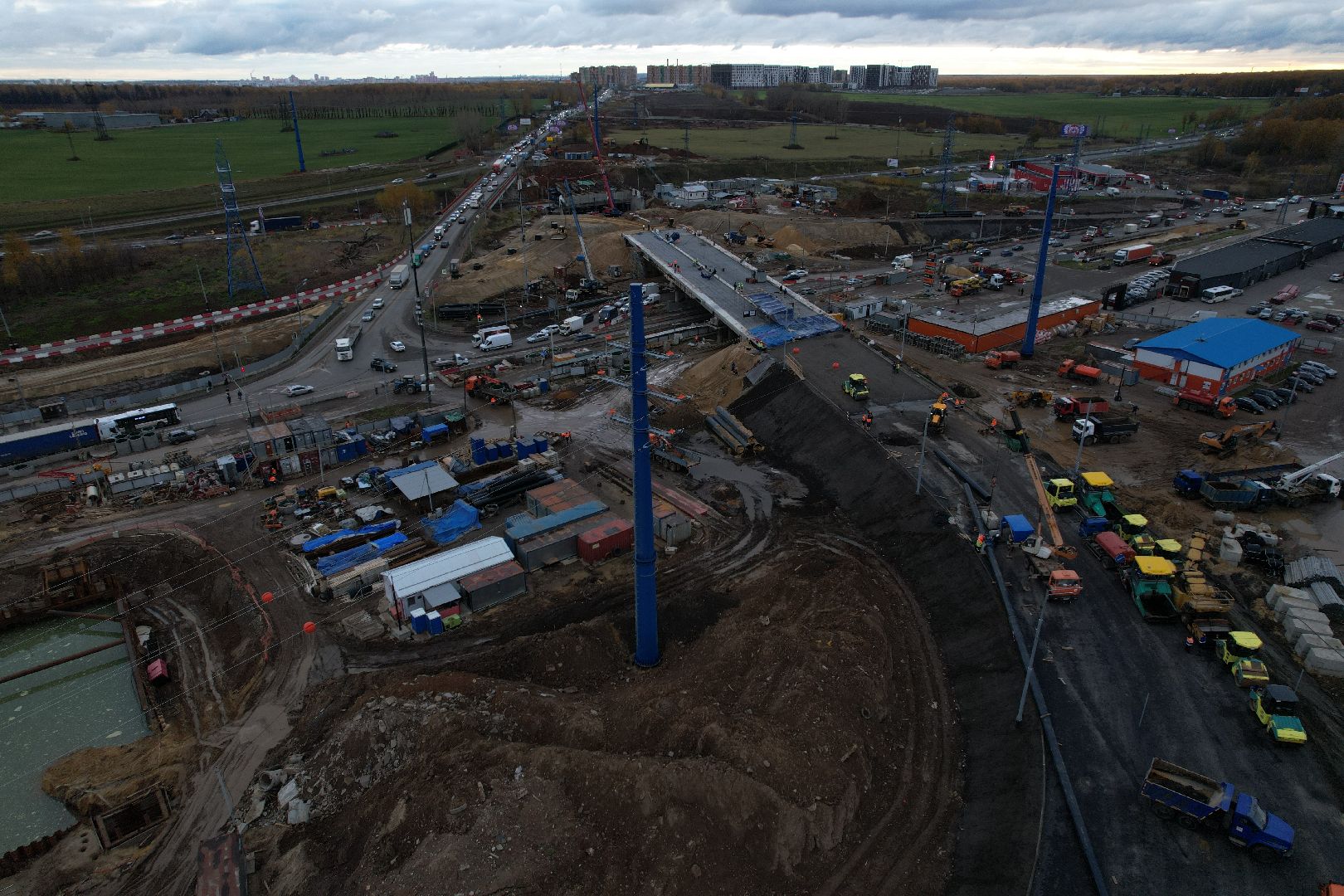 видео с коптера, дороги, строительство,