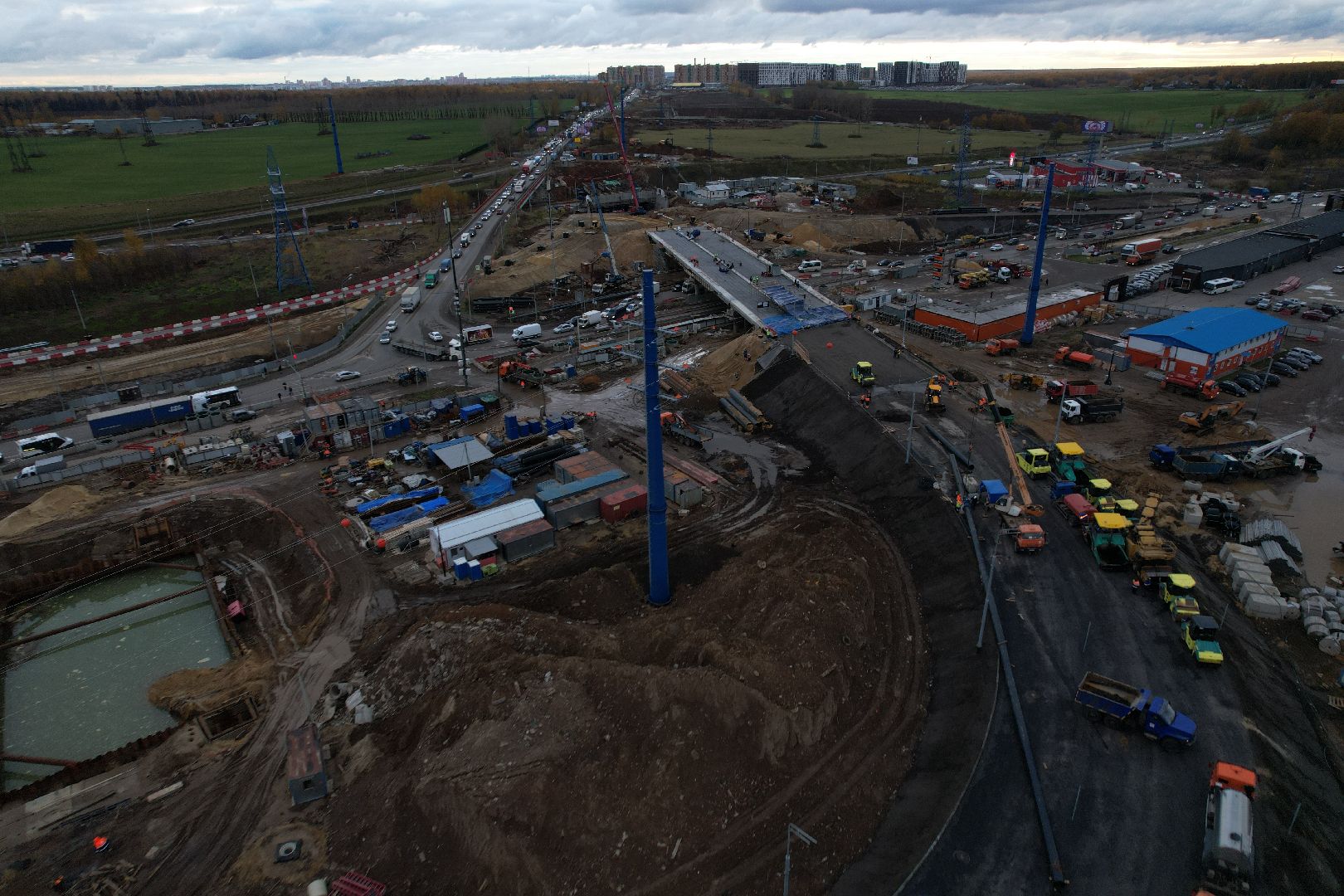 видео с коптера, дороги, строительство,