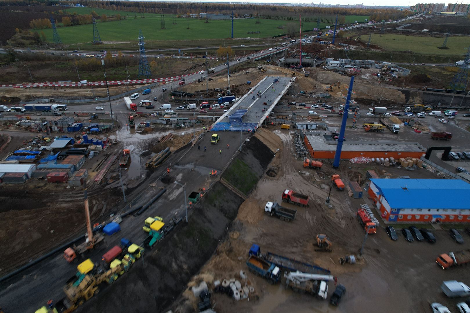 видео с коптера, дороги, строительство,